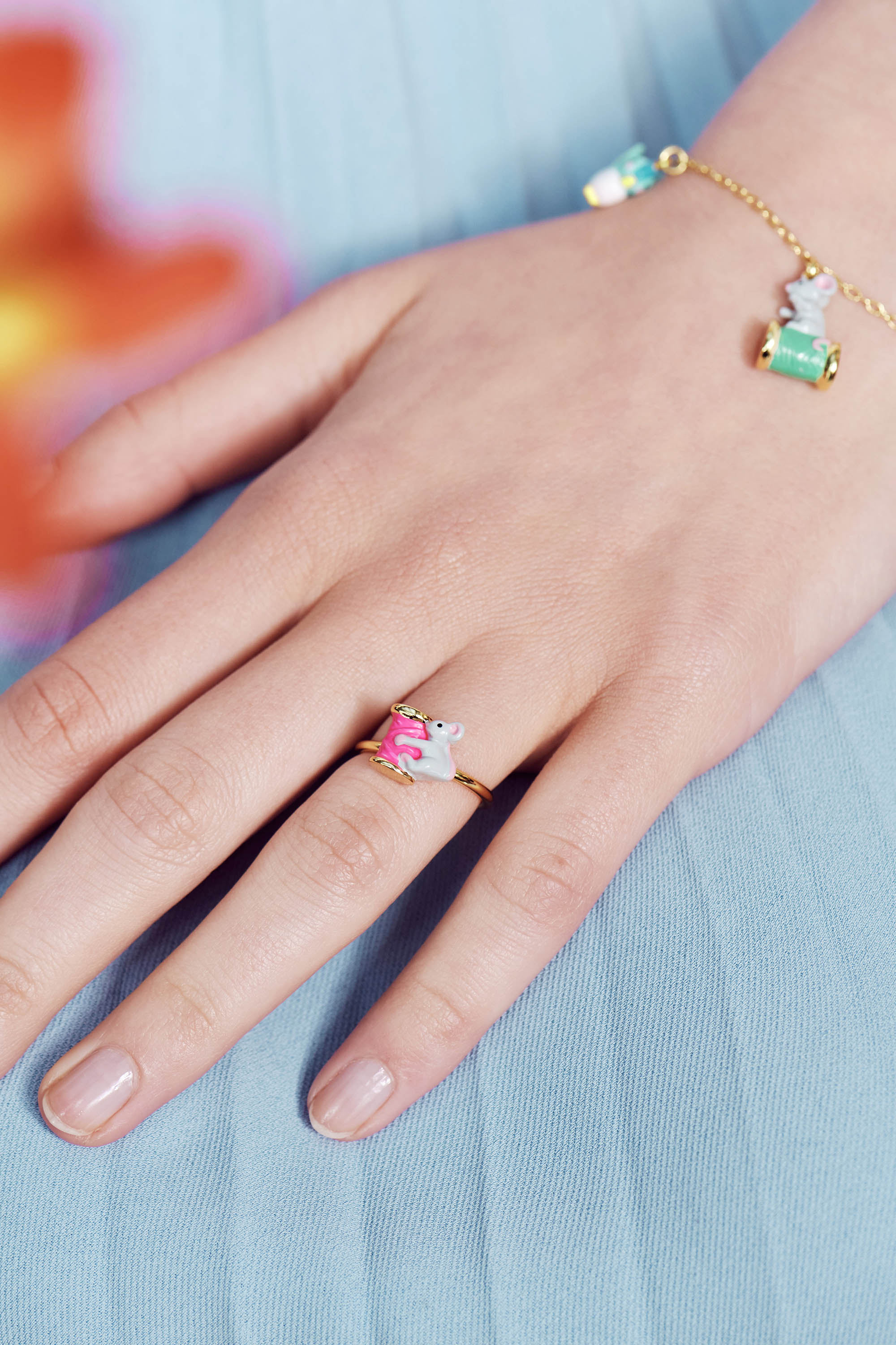 Mouse and Spool of Thread adjustable ring
