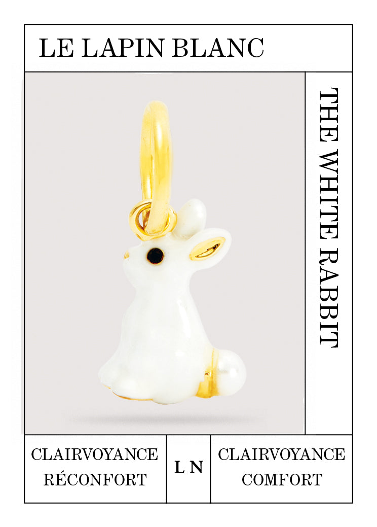 White rabbit and pearl pendant, Clairvoyance and Comfort