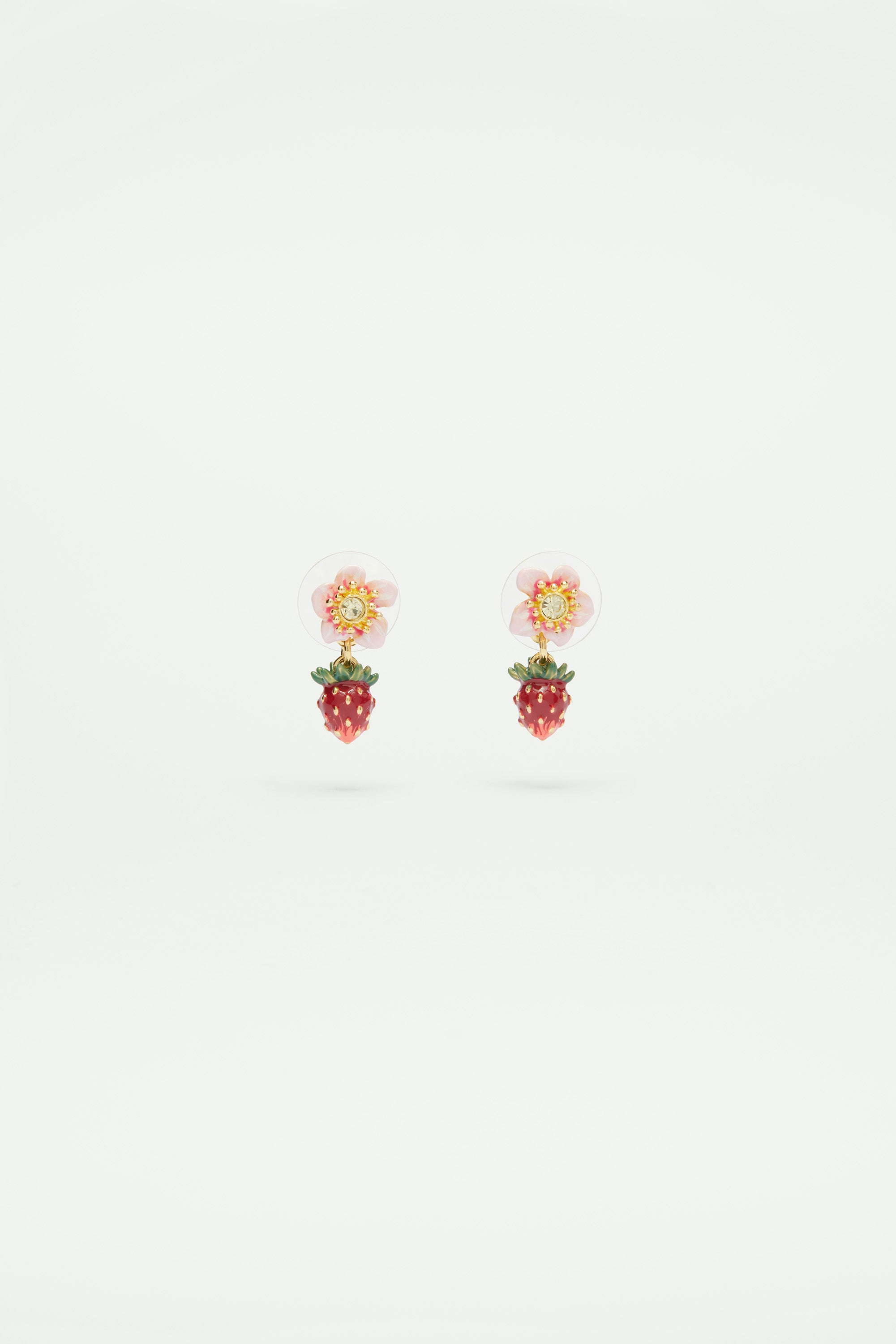 Wild strawberry and rose earrings