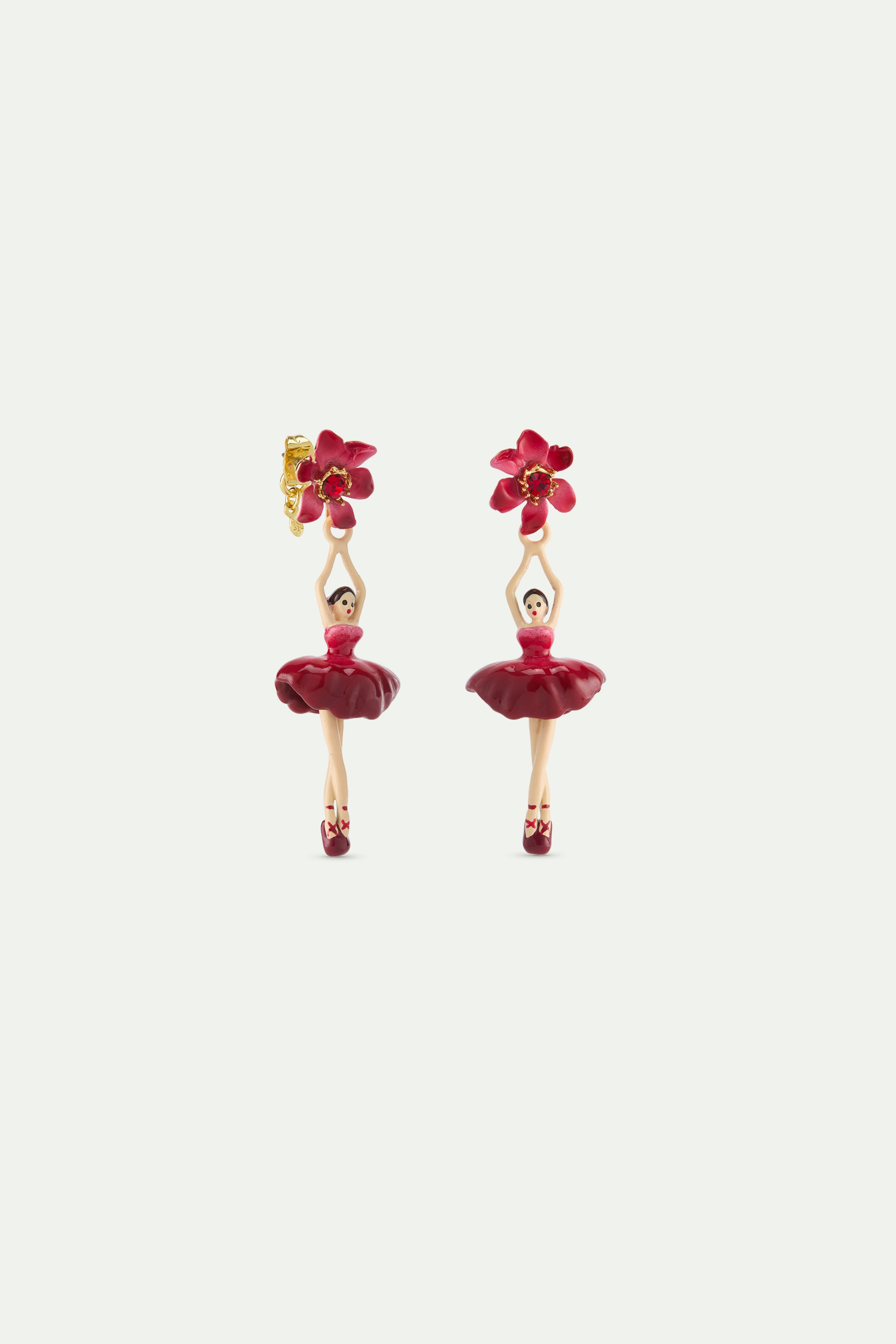 Ballerina and pink clematis earrings