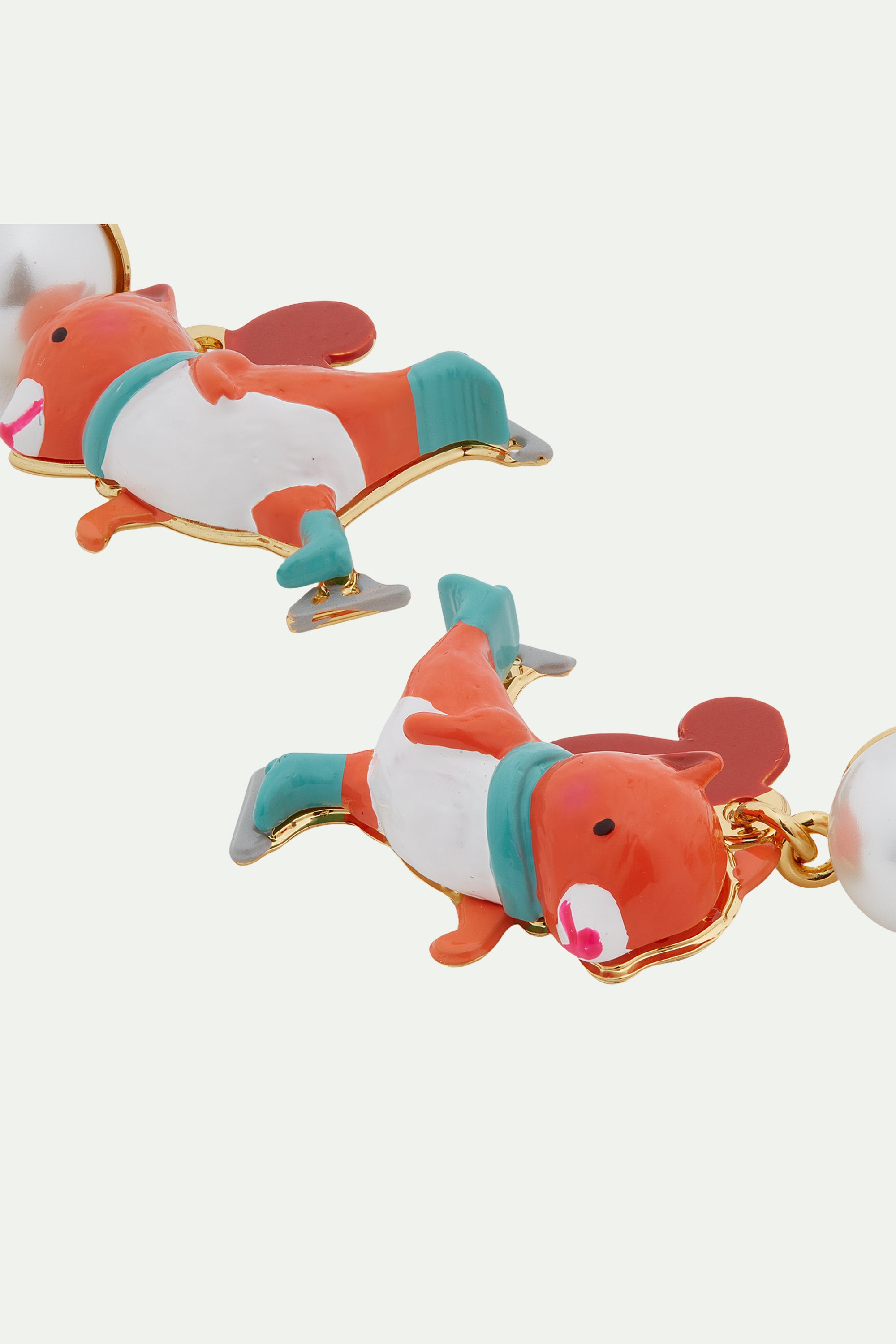 Ice skating squirrel clip-on earrings