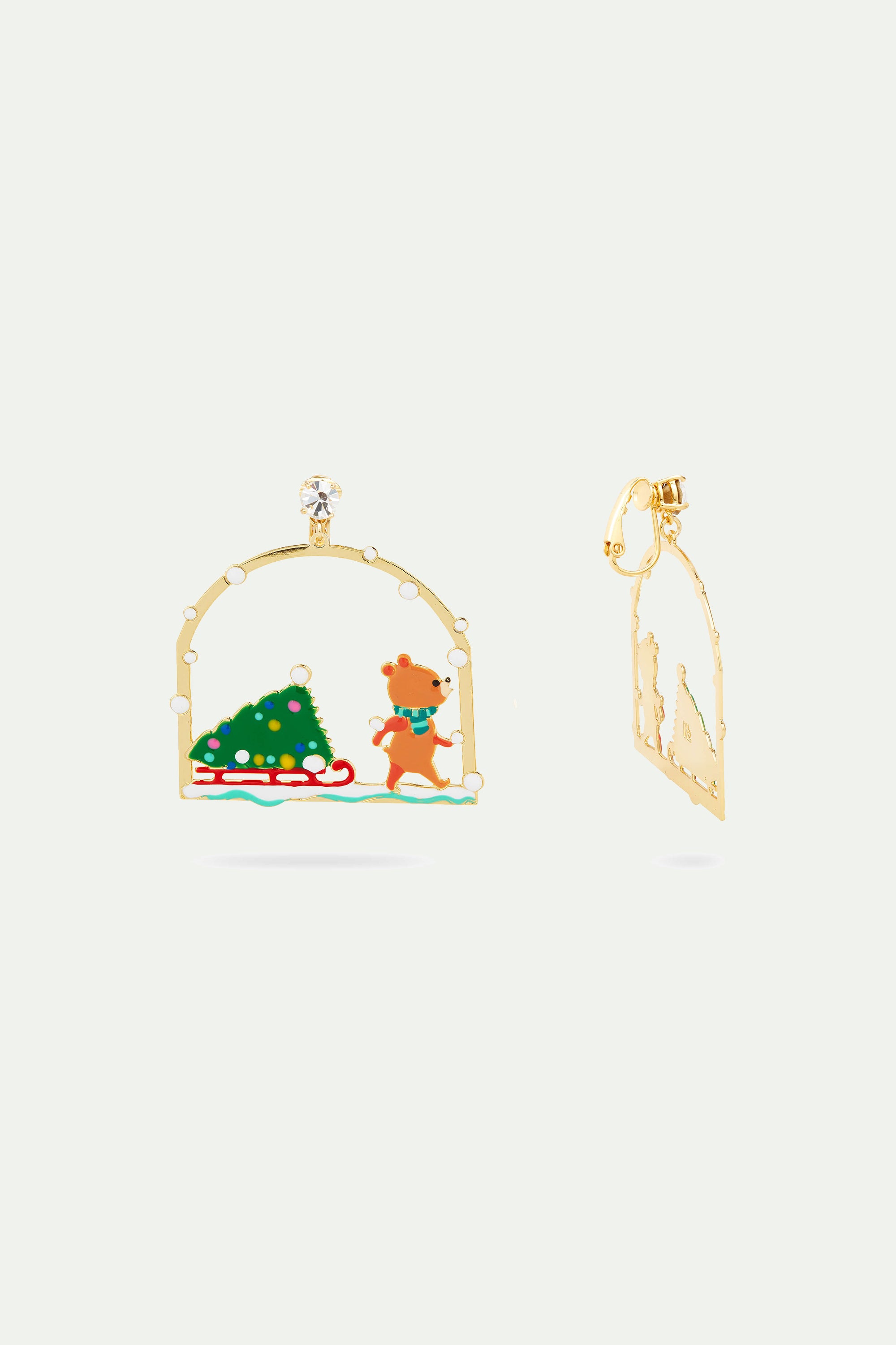 Christmas tree and cuddly bear post earrings