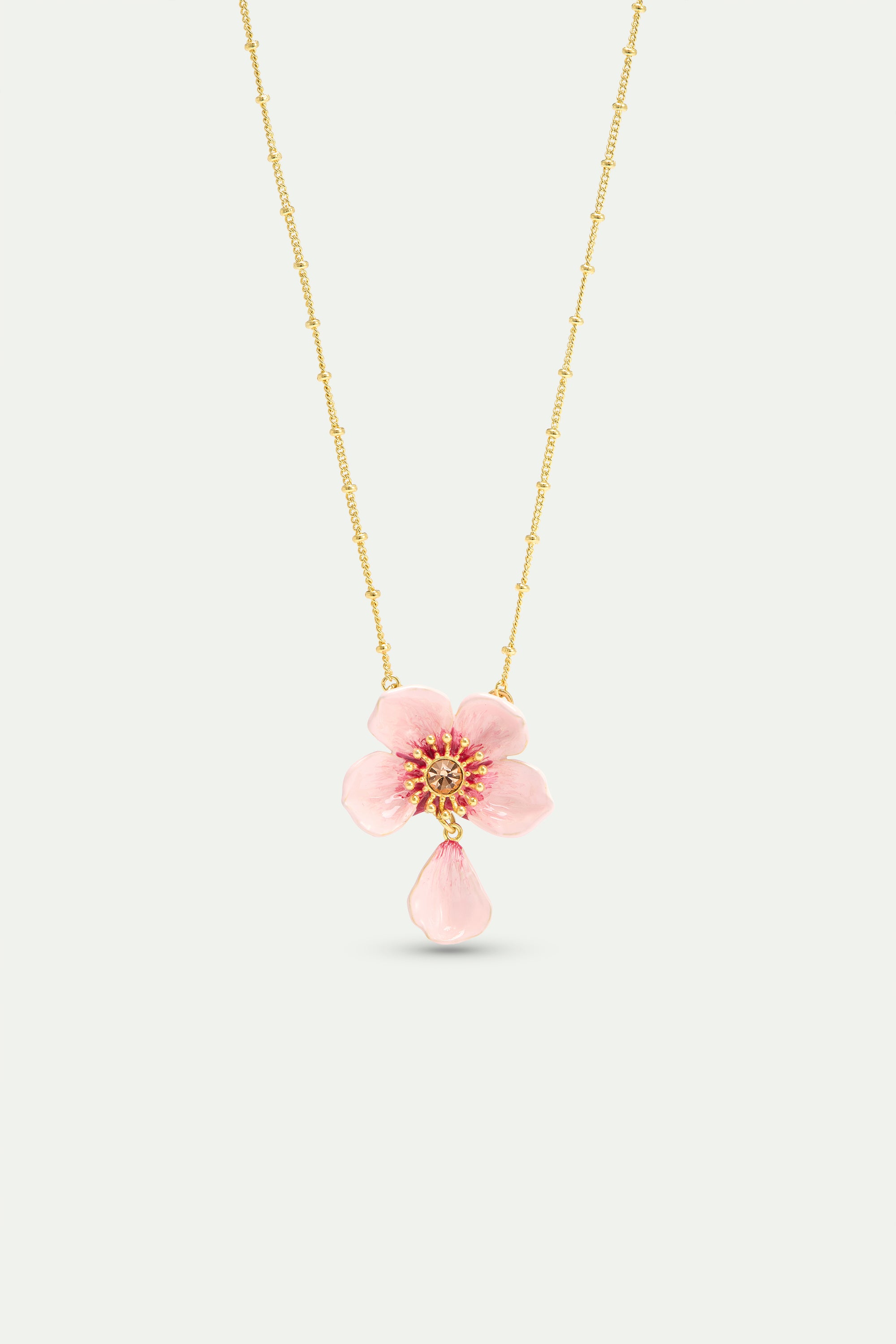 Pink cherry blossom pendant necklace
