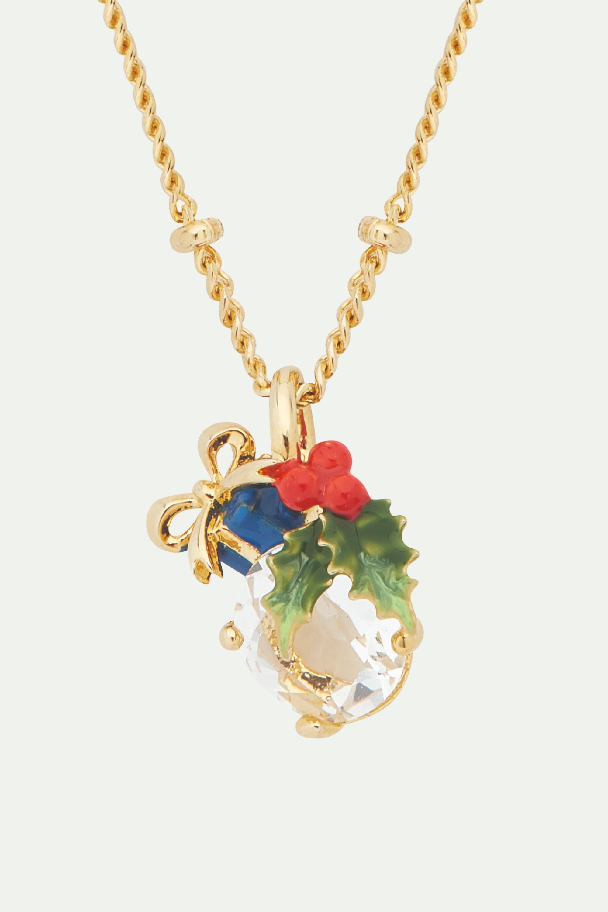 Faceted glass and christmas gift pendant necklace