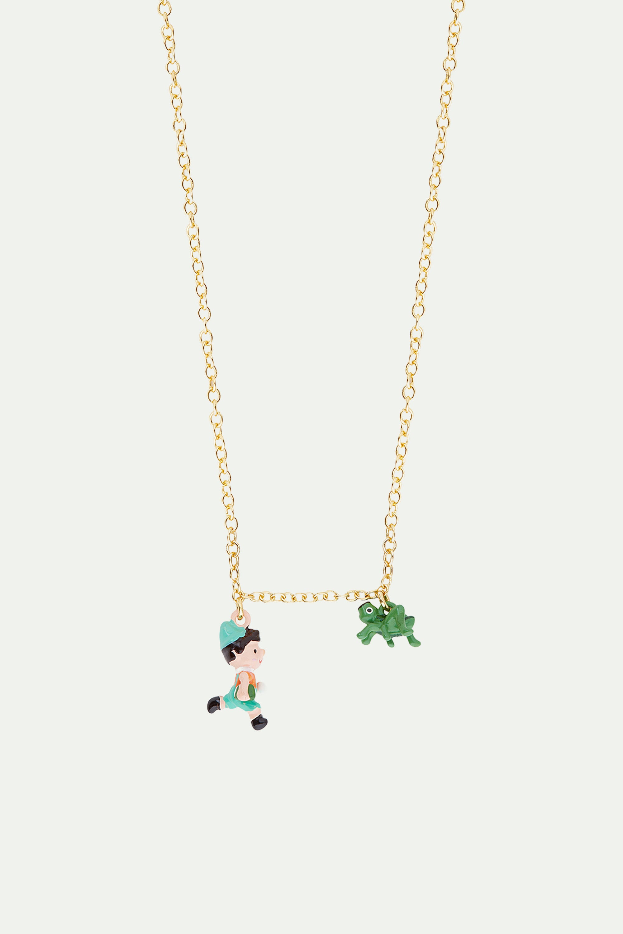 Pinocchio and cricket charm necklace