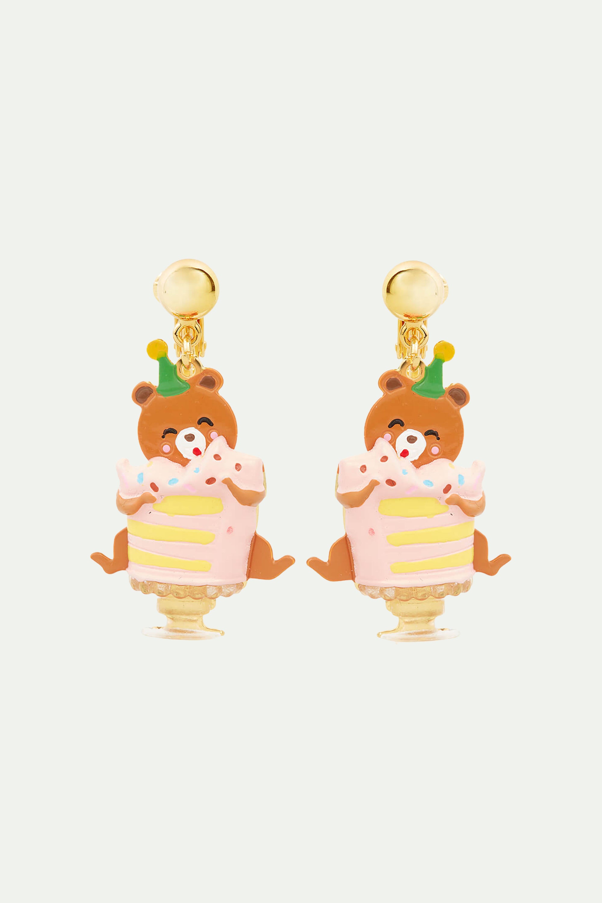 Cuddly bear and birthday cake post earrings