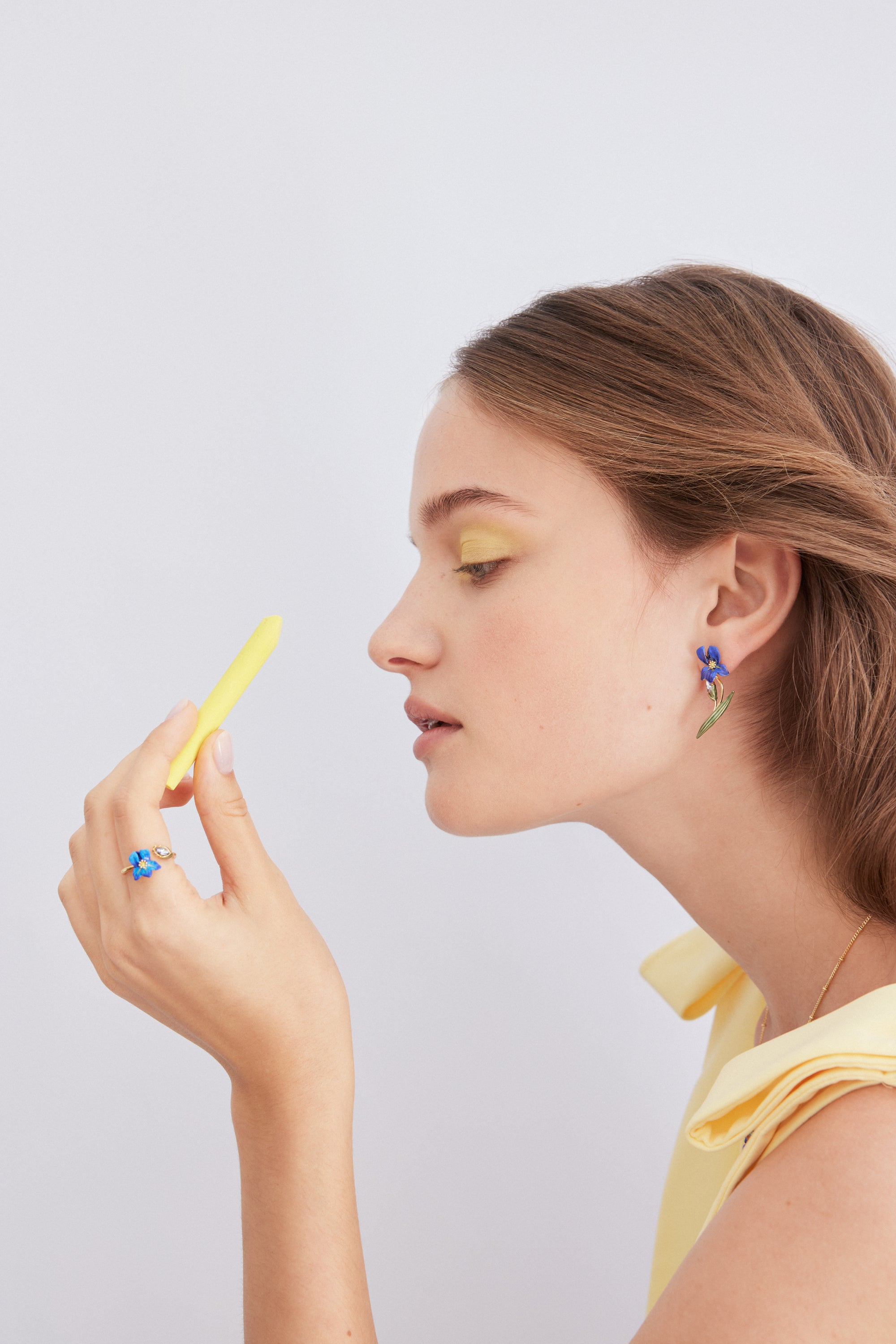 Siberian Iris asymmetrical post earrings