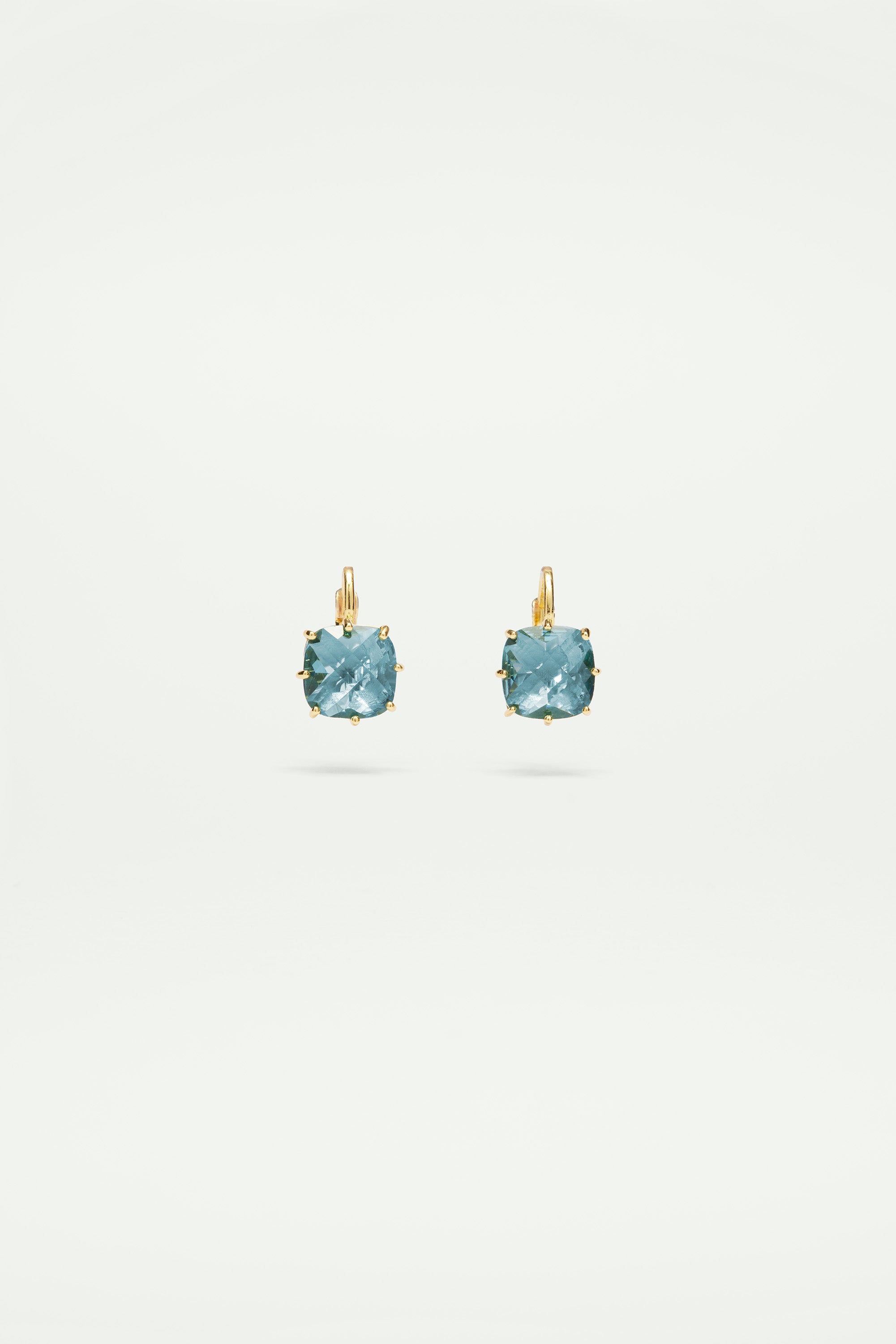 La Diamantine Acqua Azzura Square Stone Sleeper Earrings