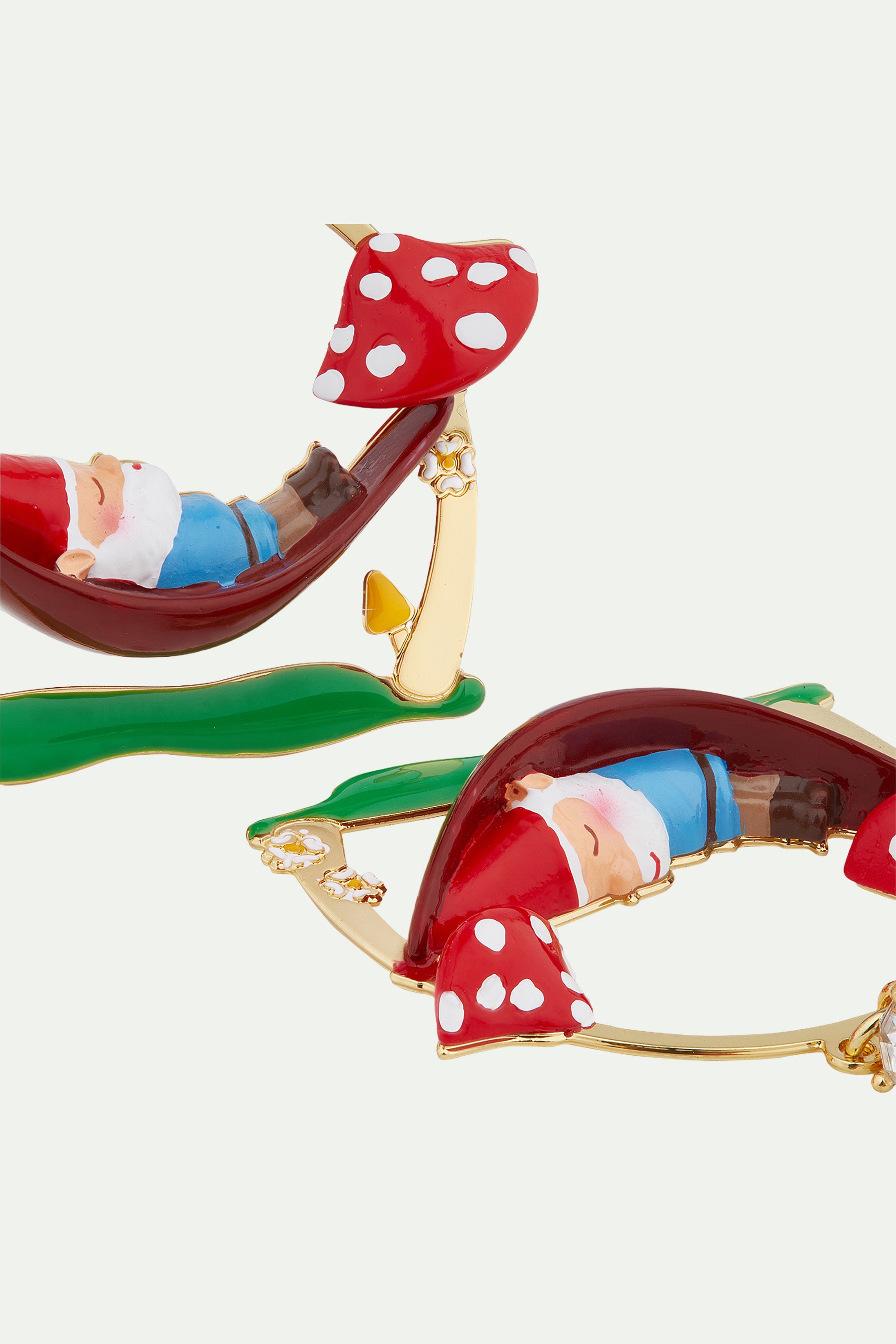 Garden gnome on a hamac clip-on earrings