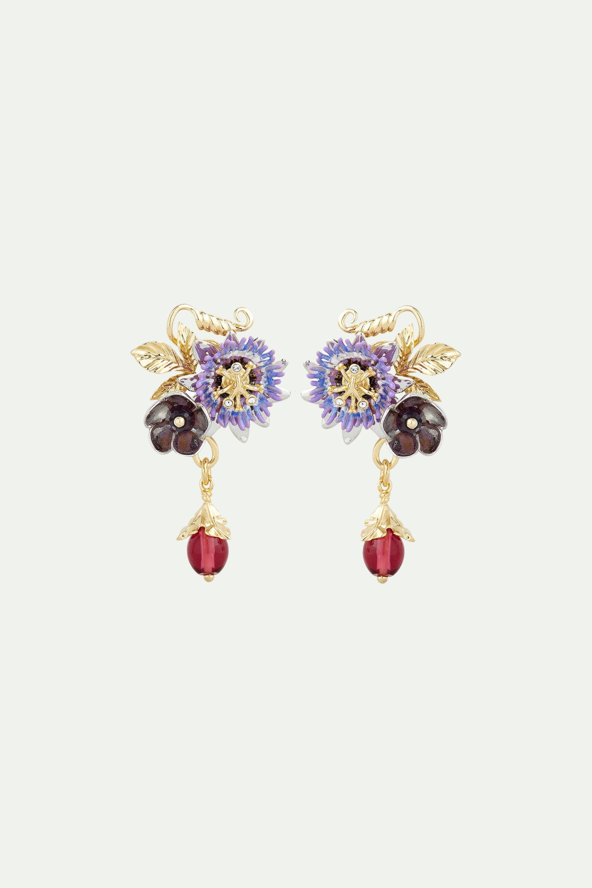 Passionflower dangling earrings