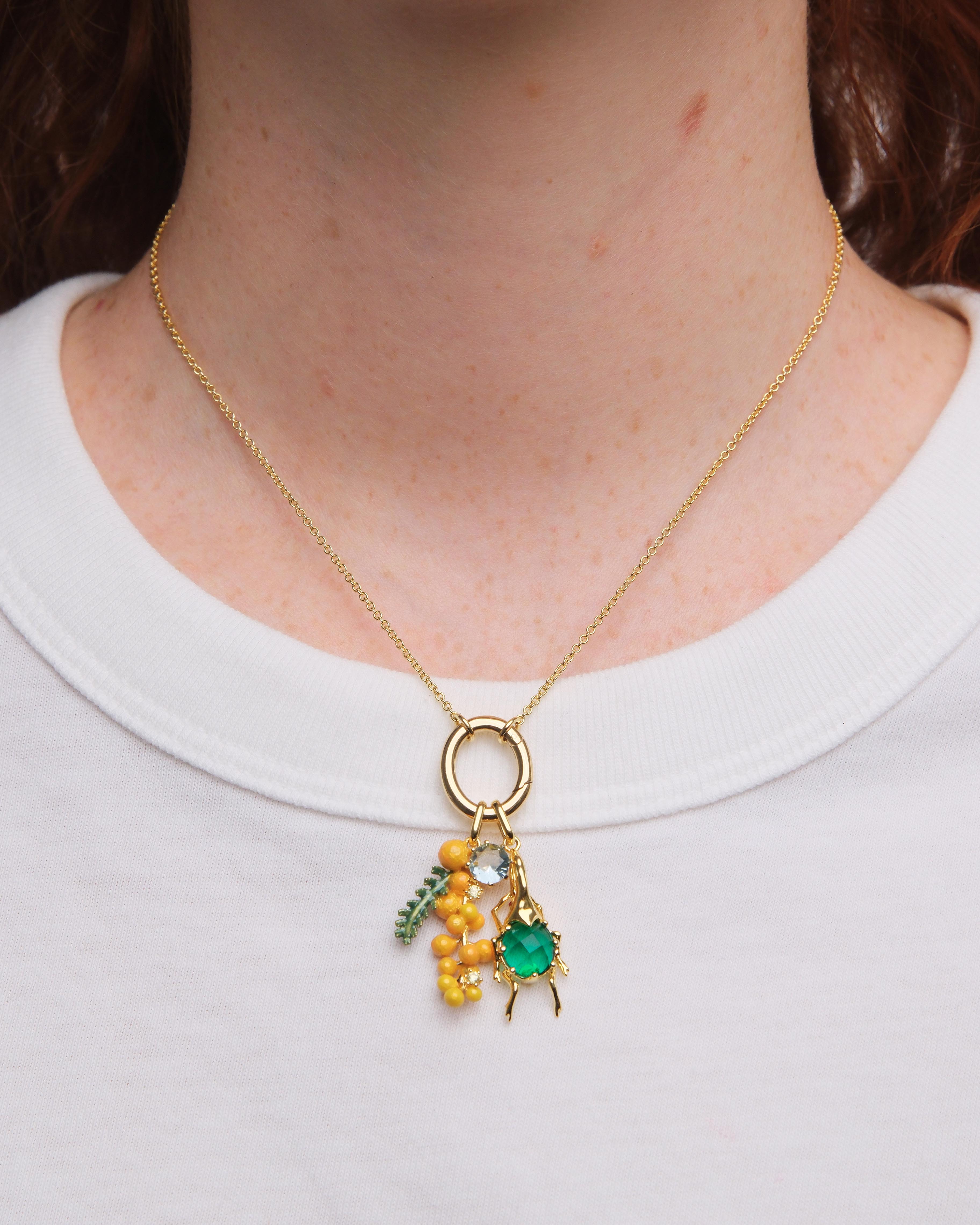 Mimosa and faceted glass pendant