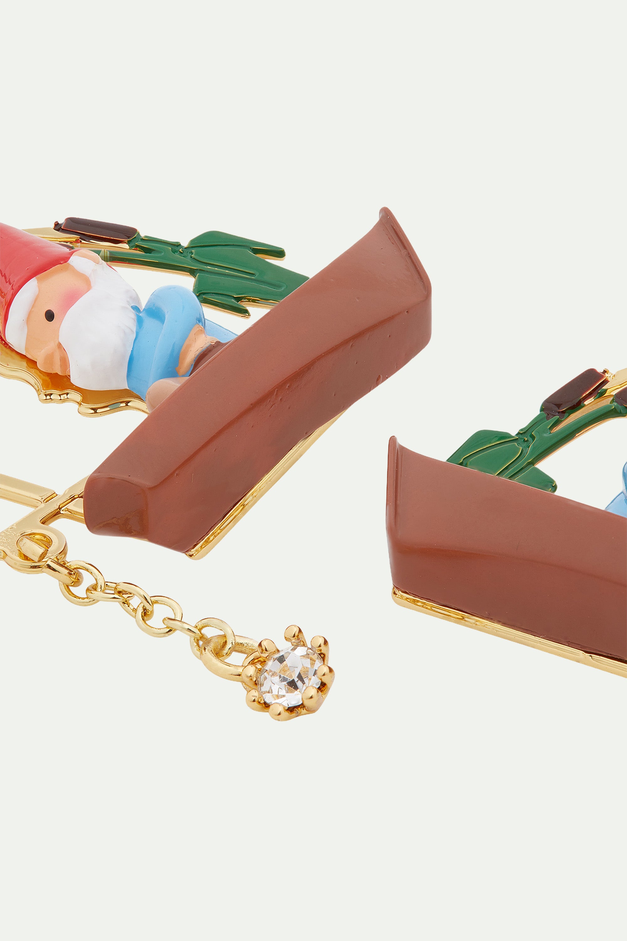 Fishing Garden gnome clip-on earrings