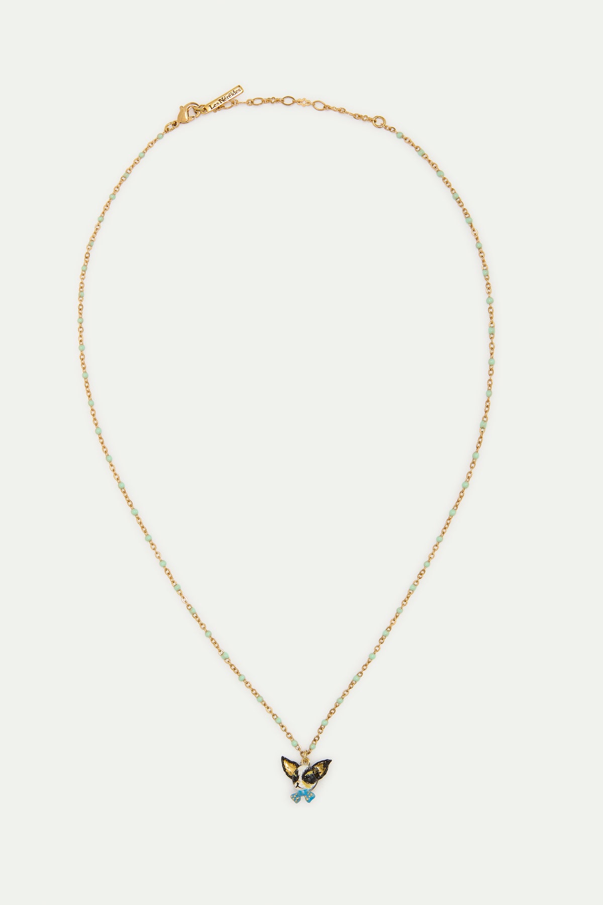 Chihuahua and blue bow tie pendant necklace