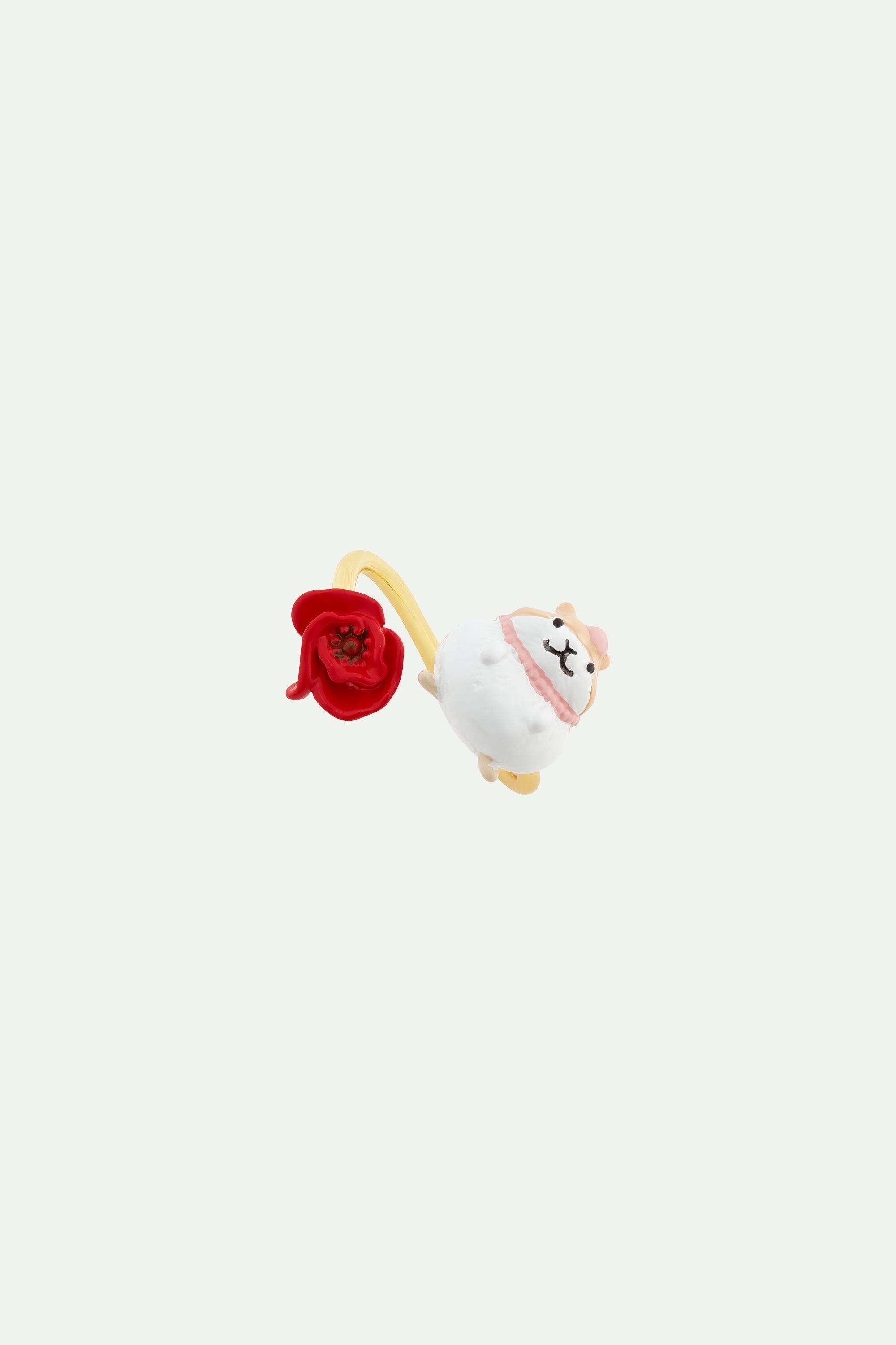 Hamster and poppy adjustable ring