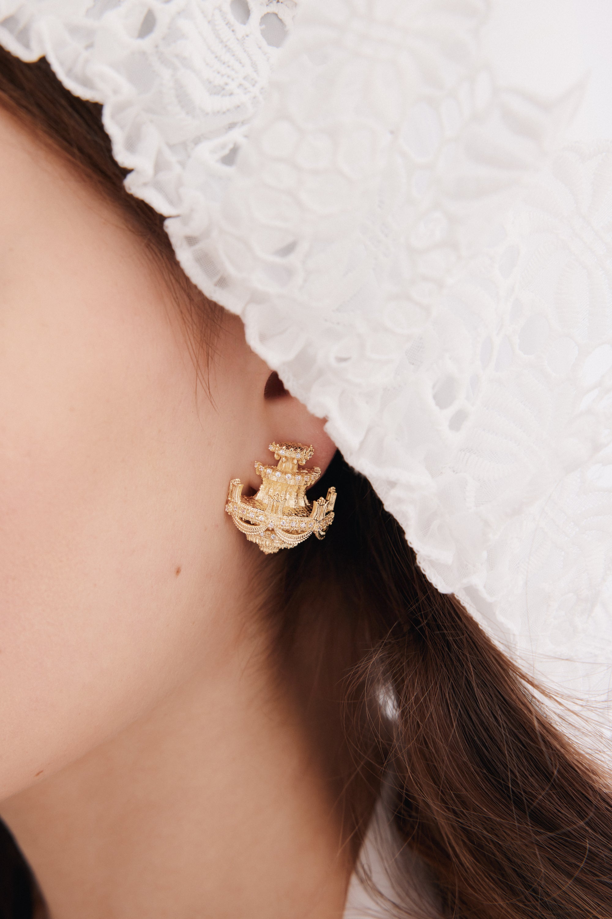 Gold chandelier hook earrings