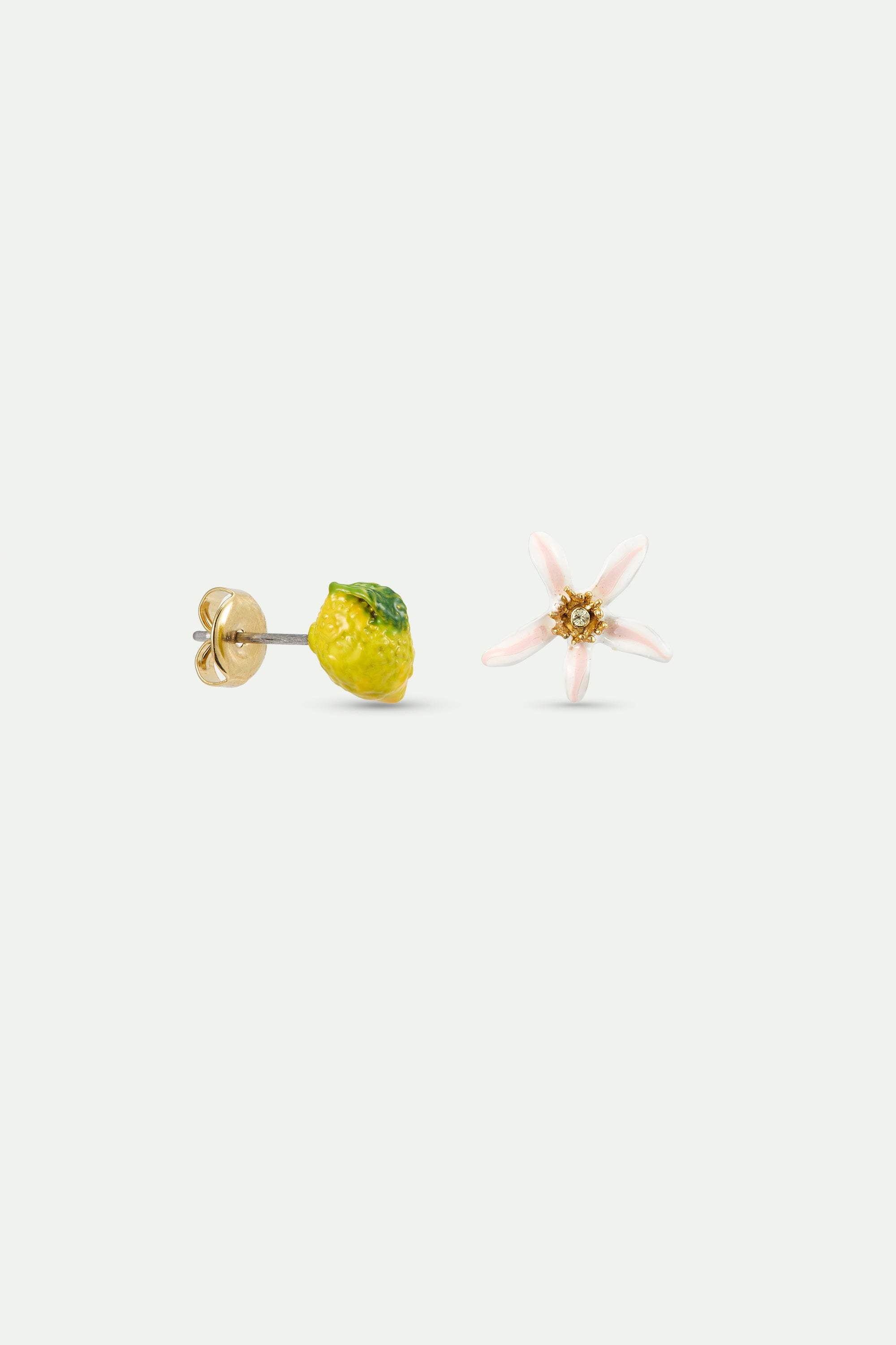Asymmetrical lemon and orange blossom earrings