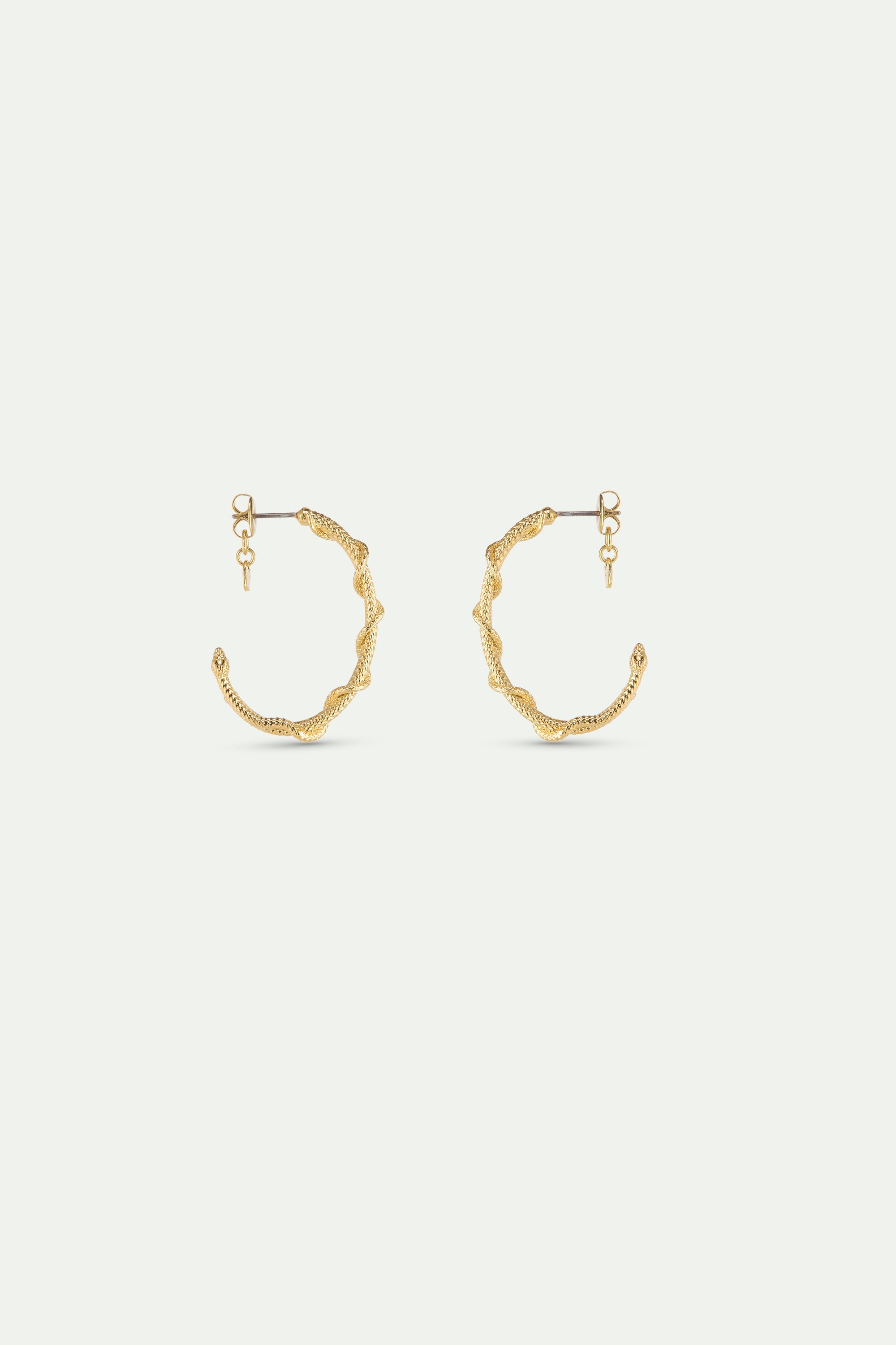 Gold snake post hoop earrings