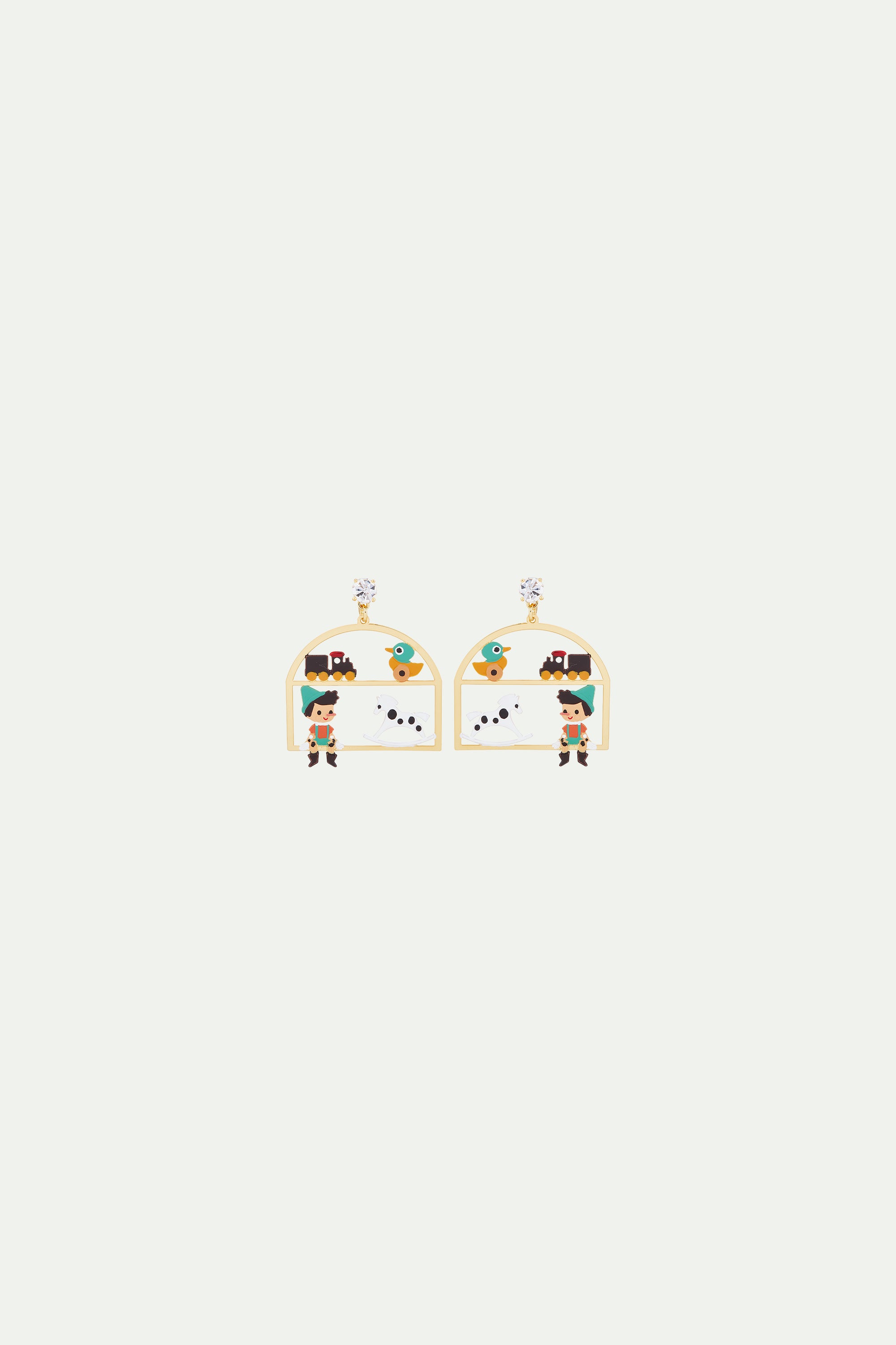 Pinocchio and toys clip-on earrings