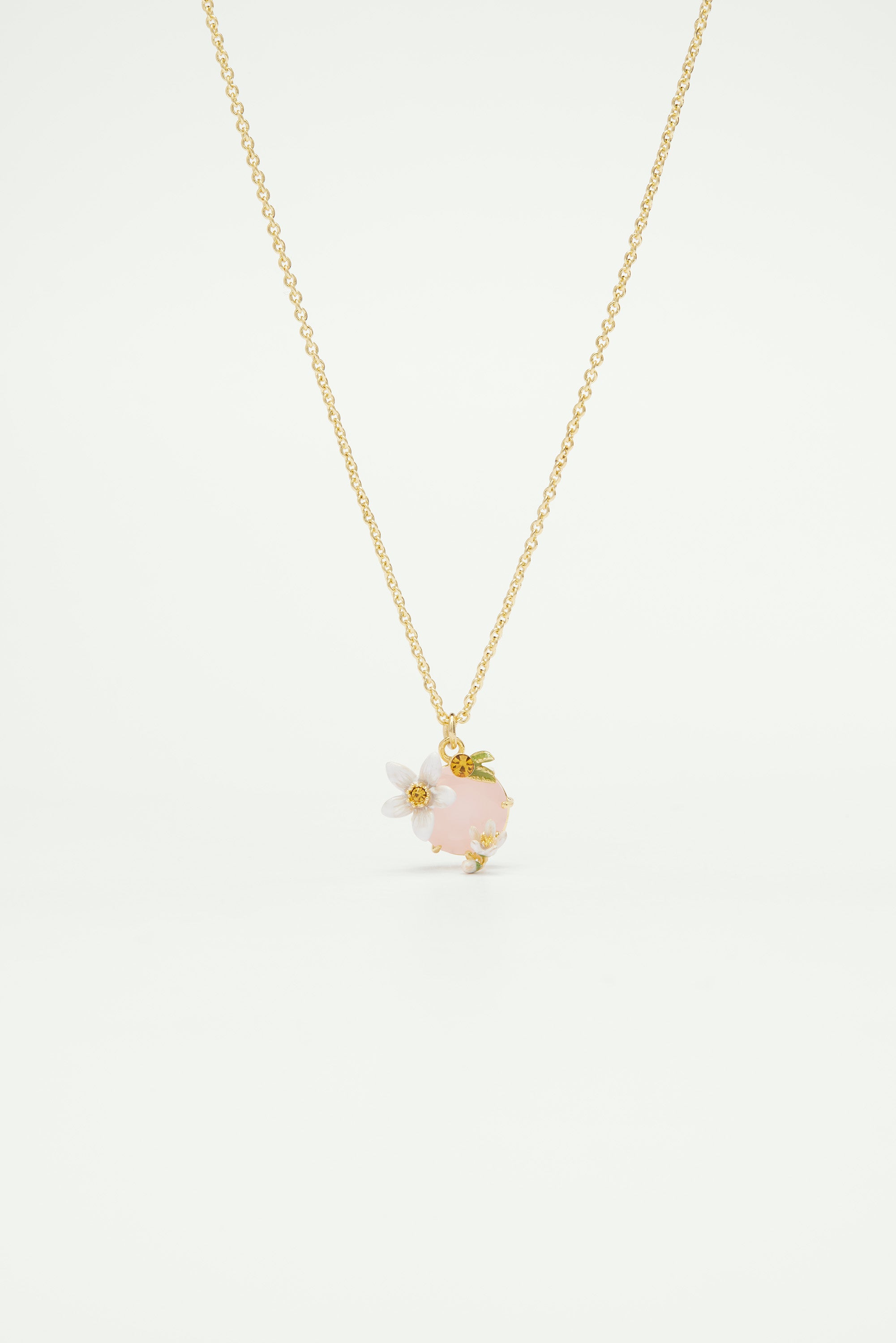 Orange blossom and faceted glass pendant necklace
