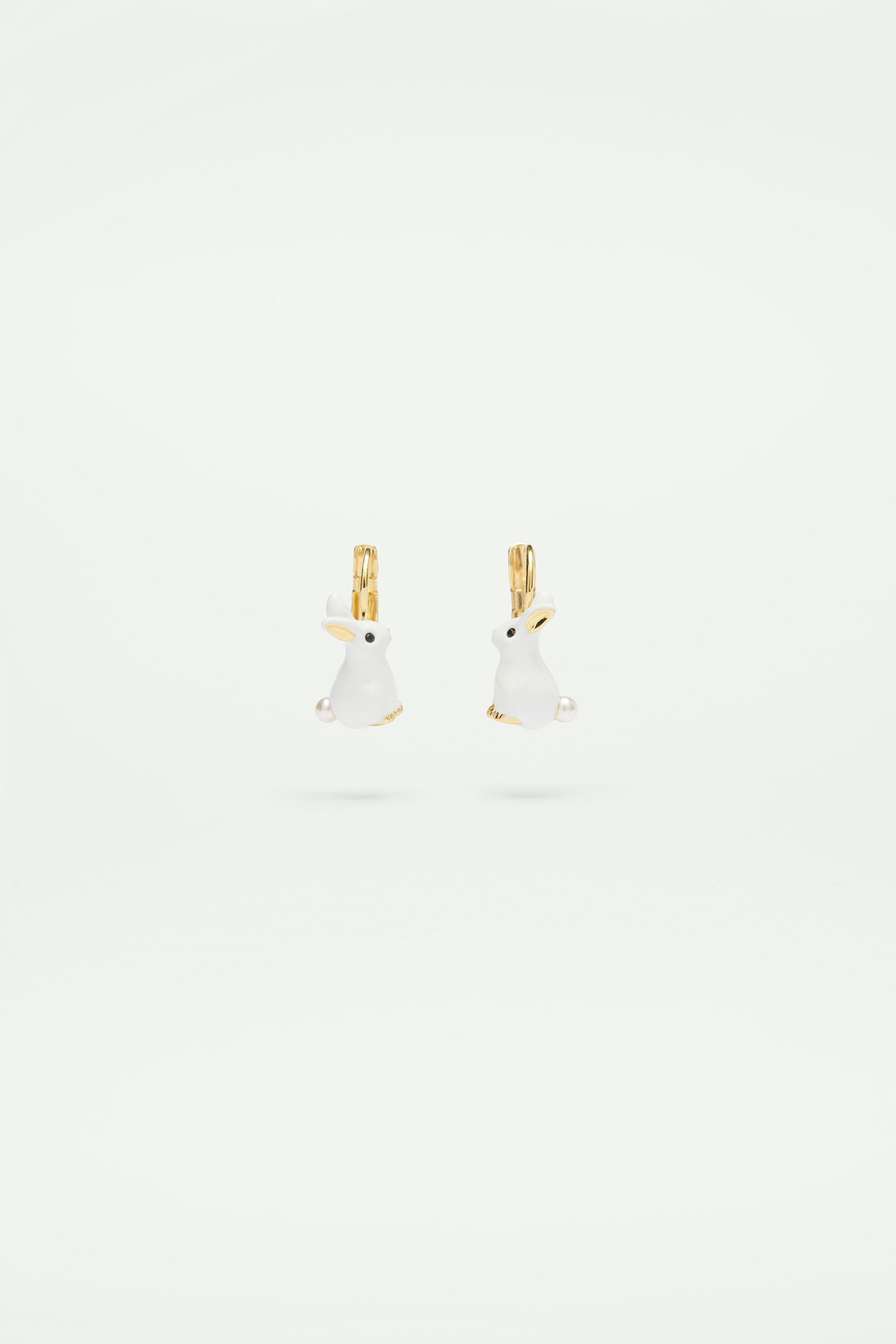 Rabbit and Pearl Sleeper Earrings