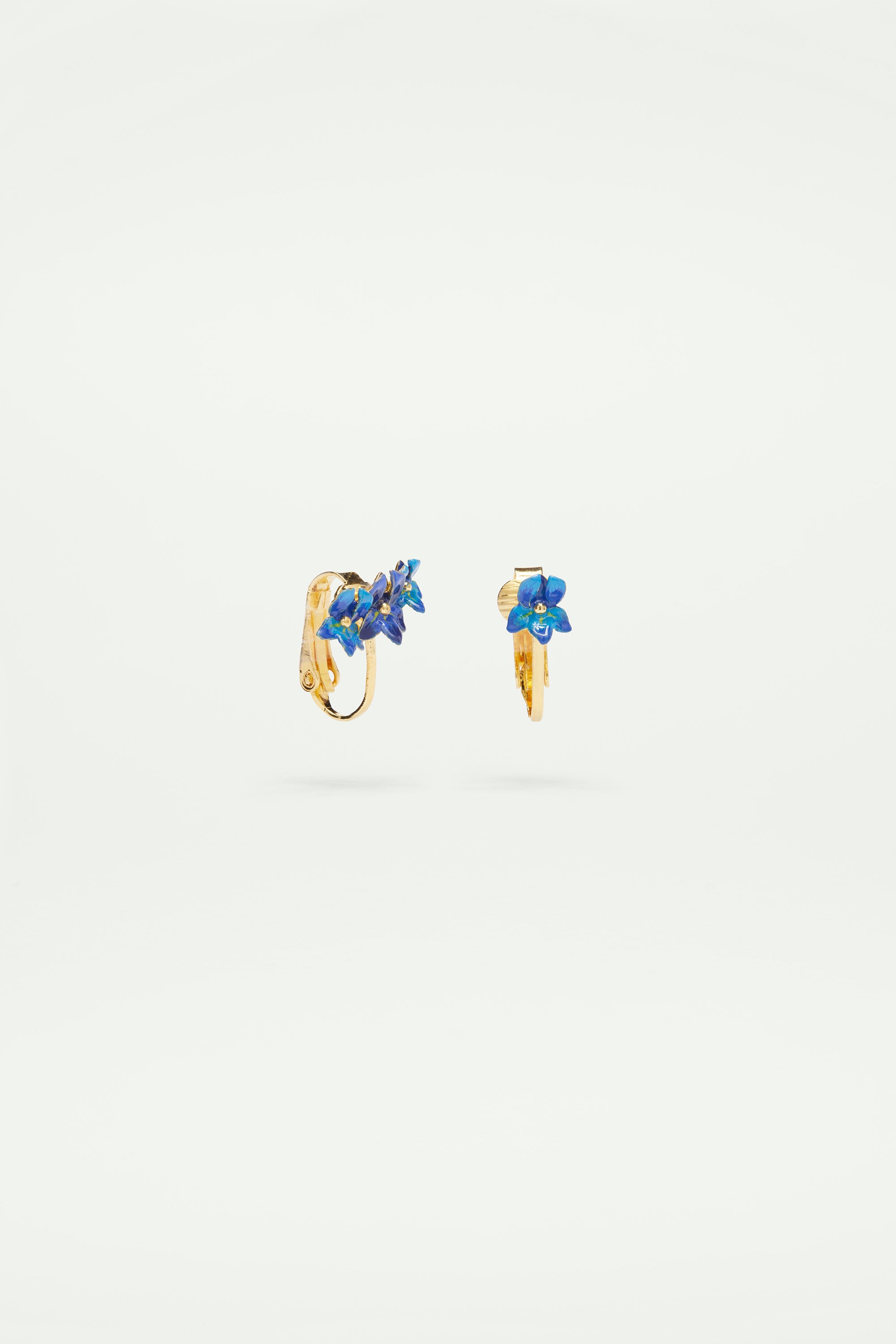 Siberian Iris asymmetrical clip-on earrings