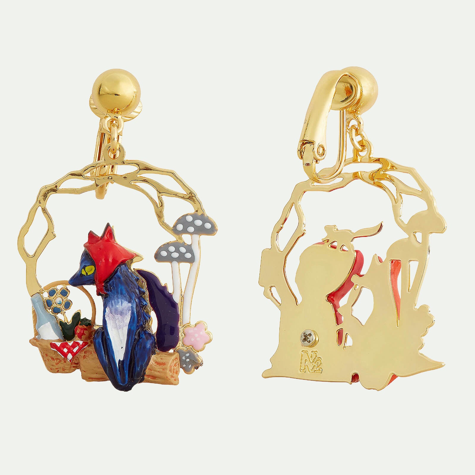 Little Red Riding Hood Picnic clip-on earrings
