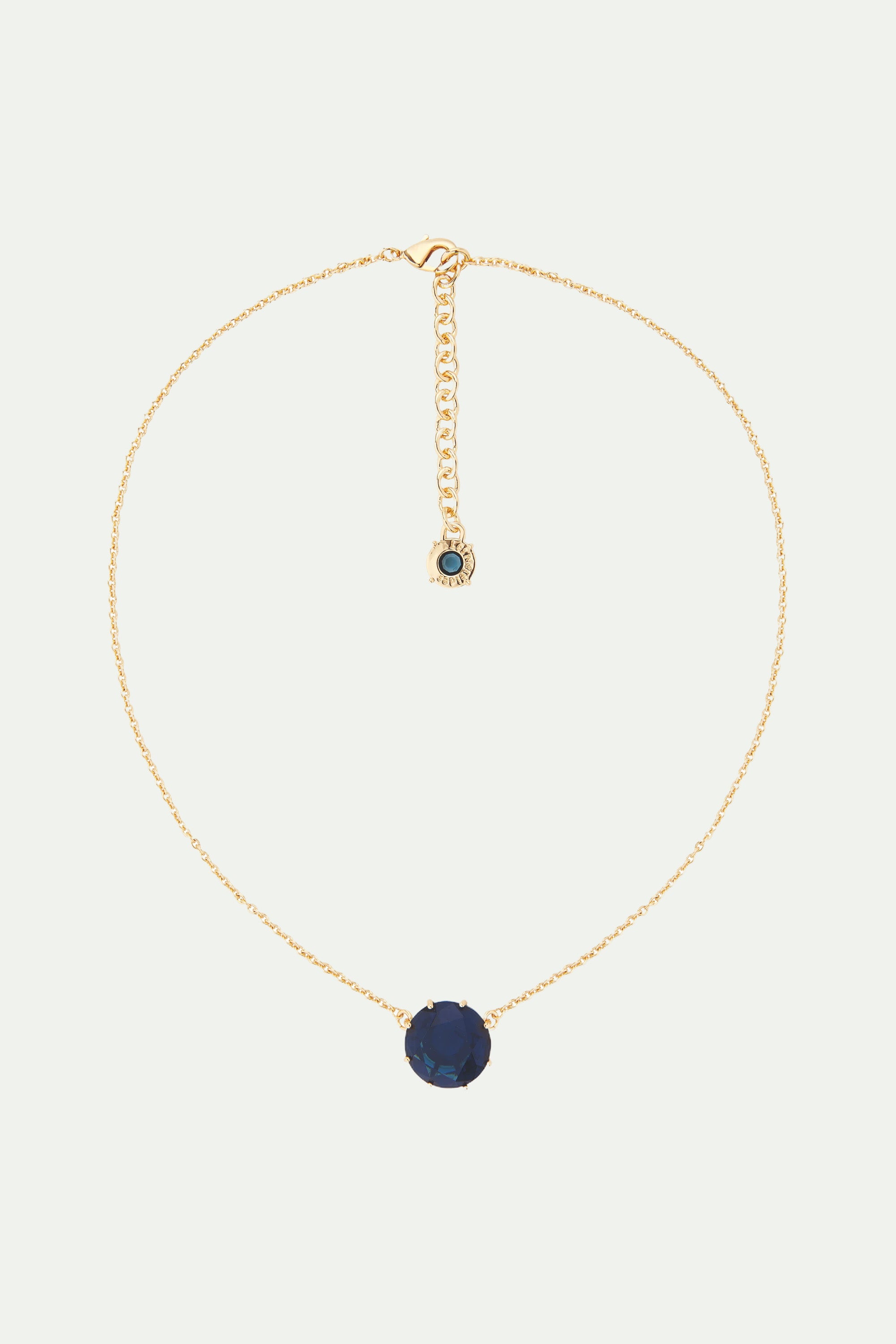 Ocean blue diamantine round stone pendant necklace