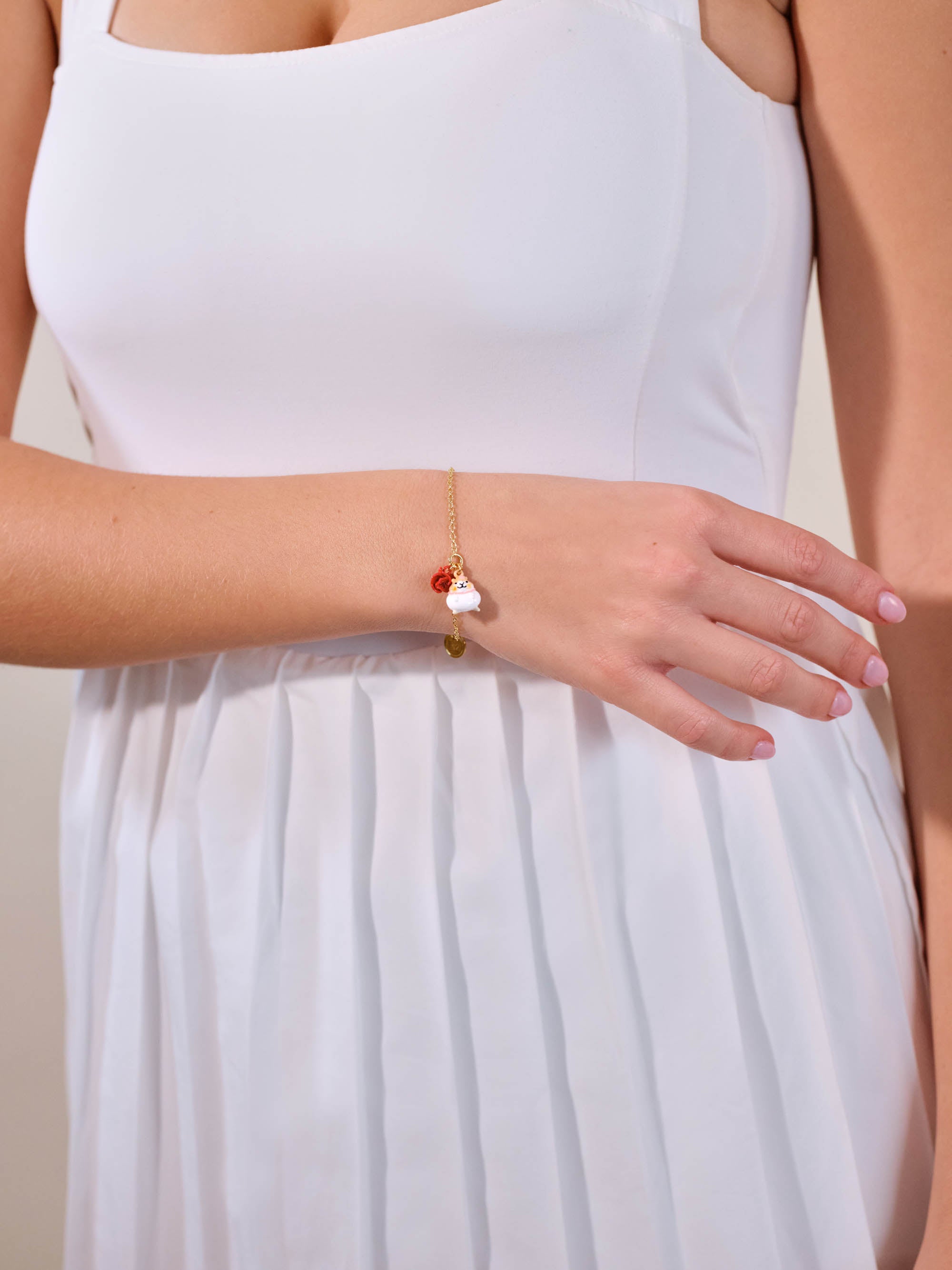 Hamster and poppy fine bracelet