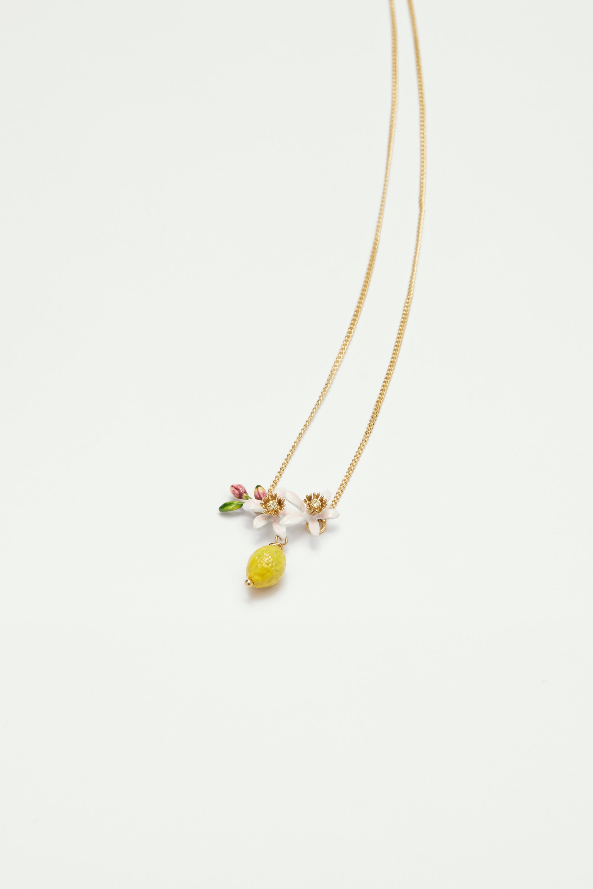 Lemon, flower bud and lemon blossom necklace