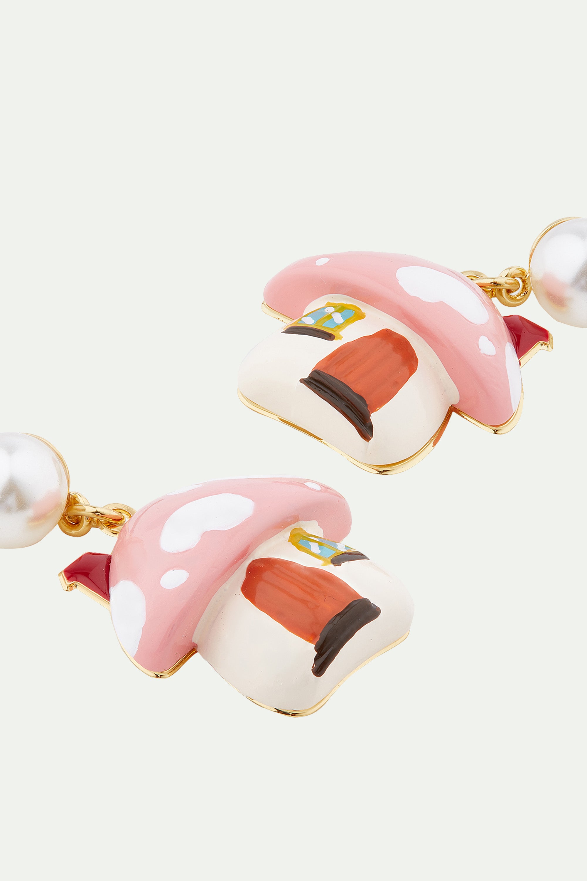 Mushroom house clip-on earrings