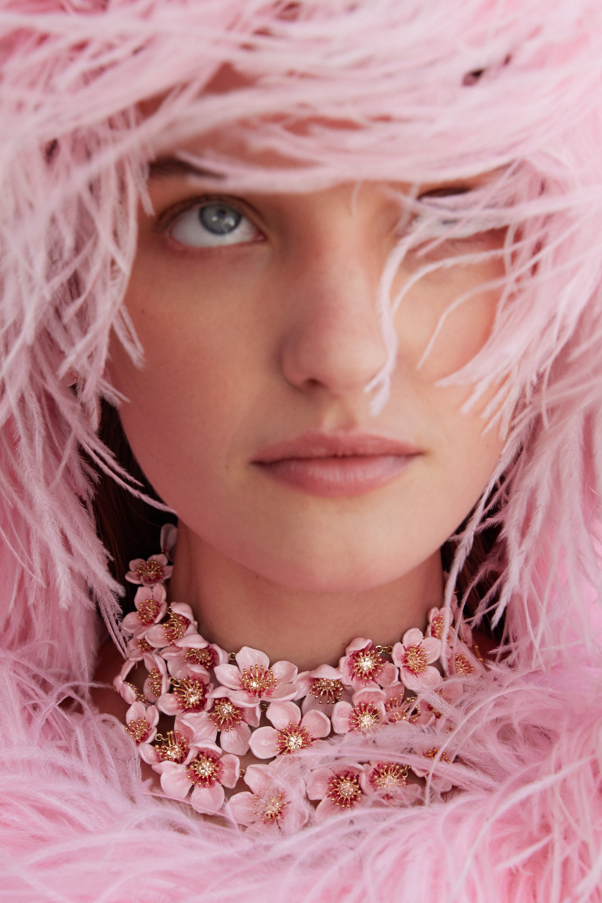 Pink cherry blossom statement necklace