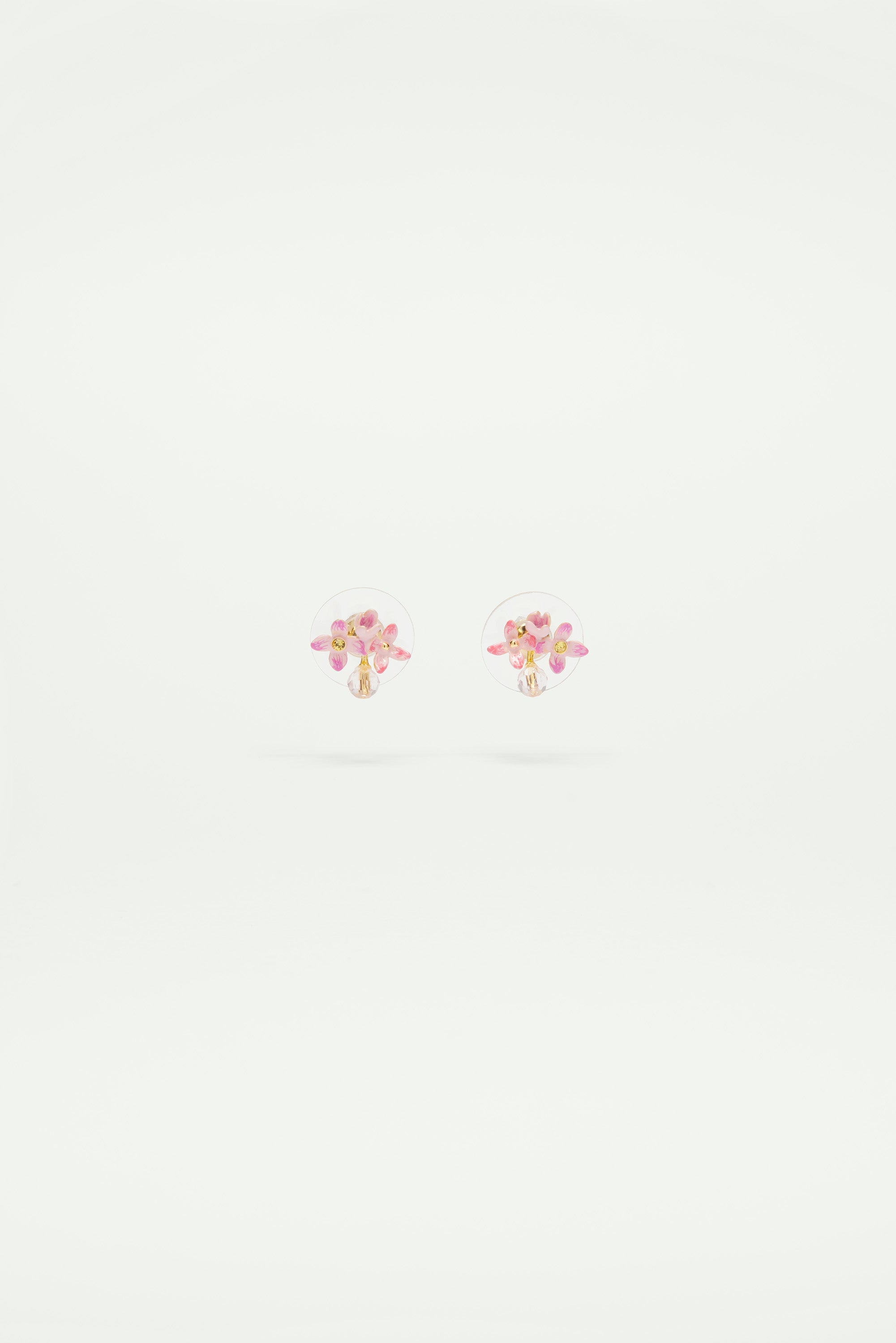 Lilac flower and cut glass bead post earrings