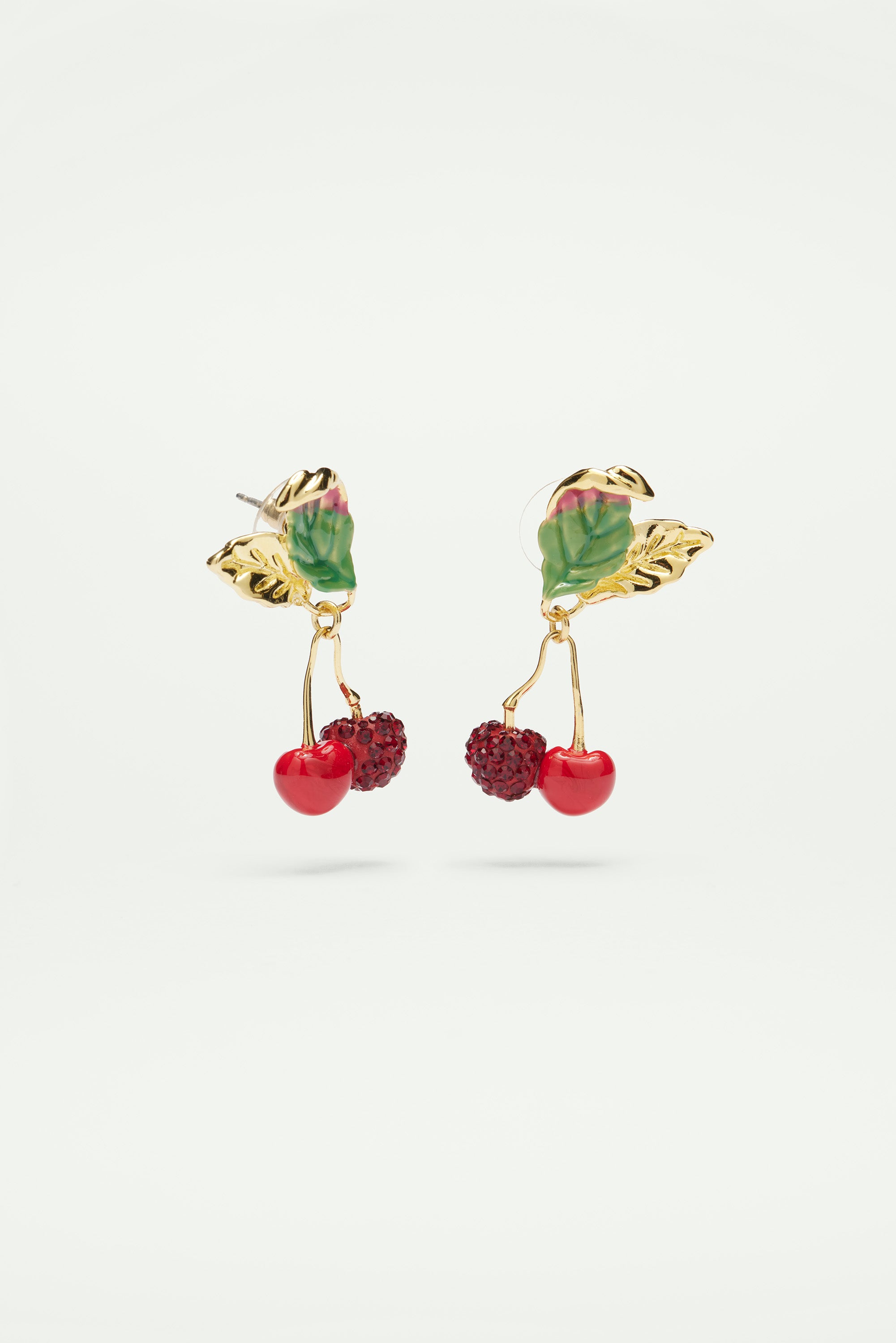 Rhinestones Covered Cherry Clip-on Earrings
