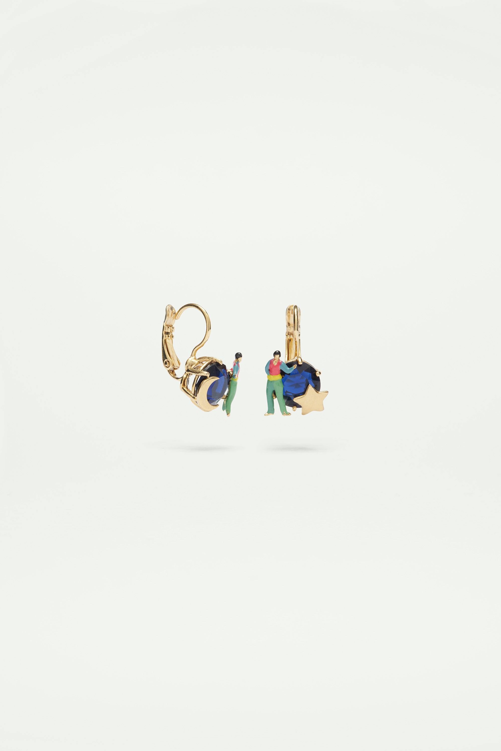 Cut glass stone asymmetrical sleeper earrings