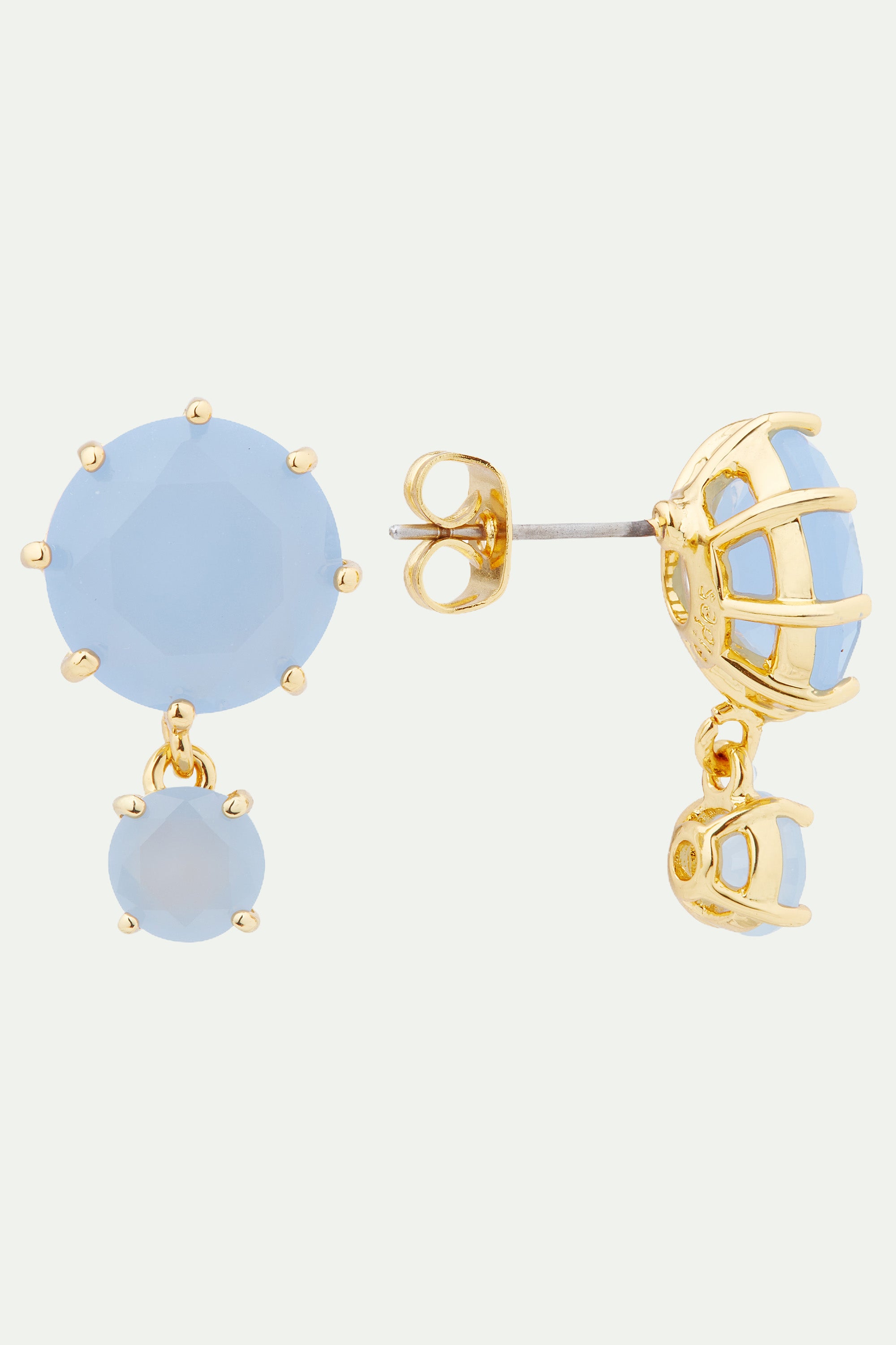 Sky blue Diamantine 2 round stone post earrings