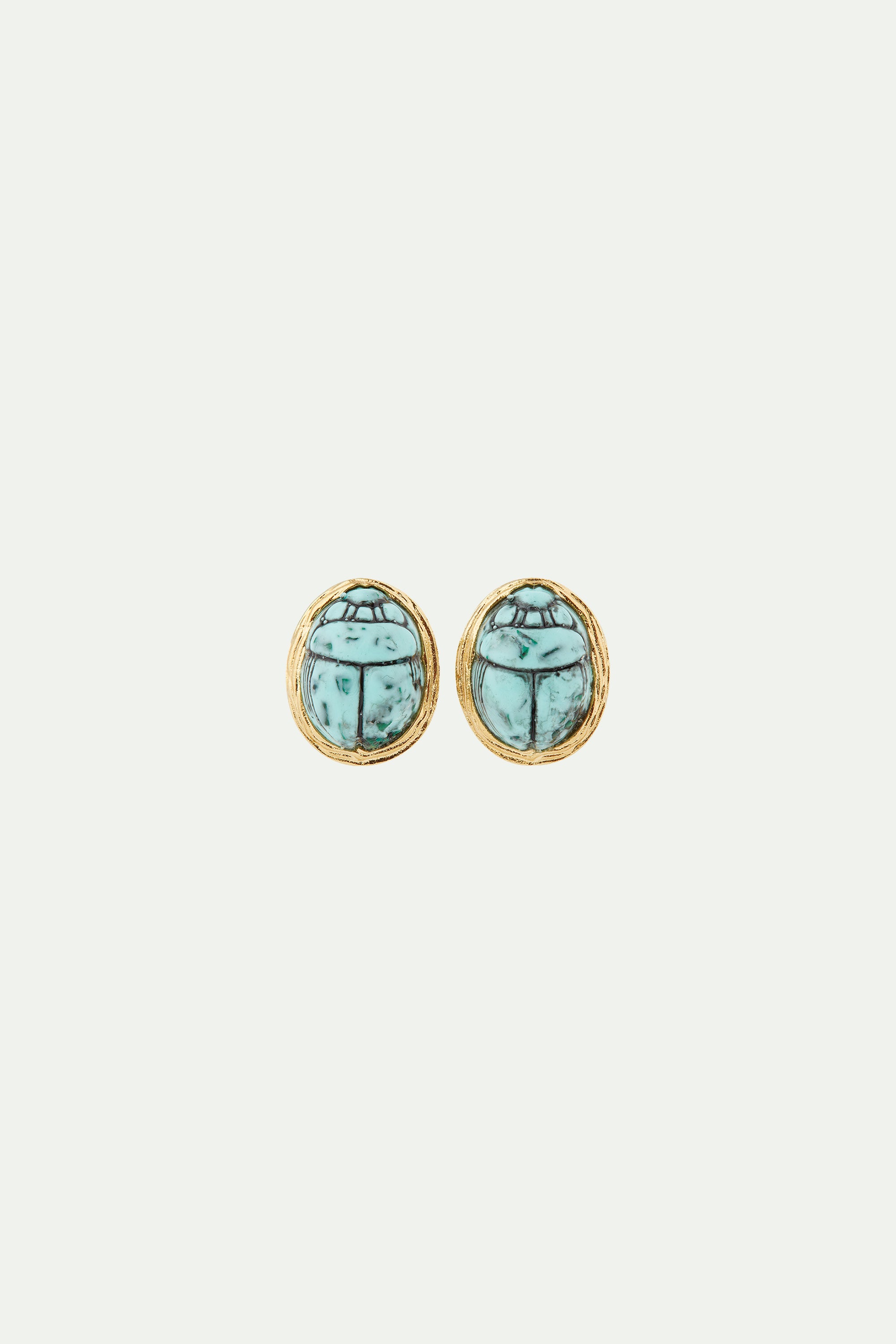 Turquoise scarab beetle clip-on earrings