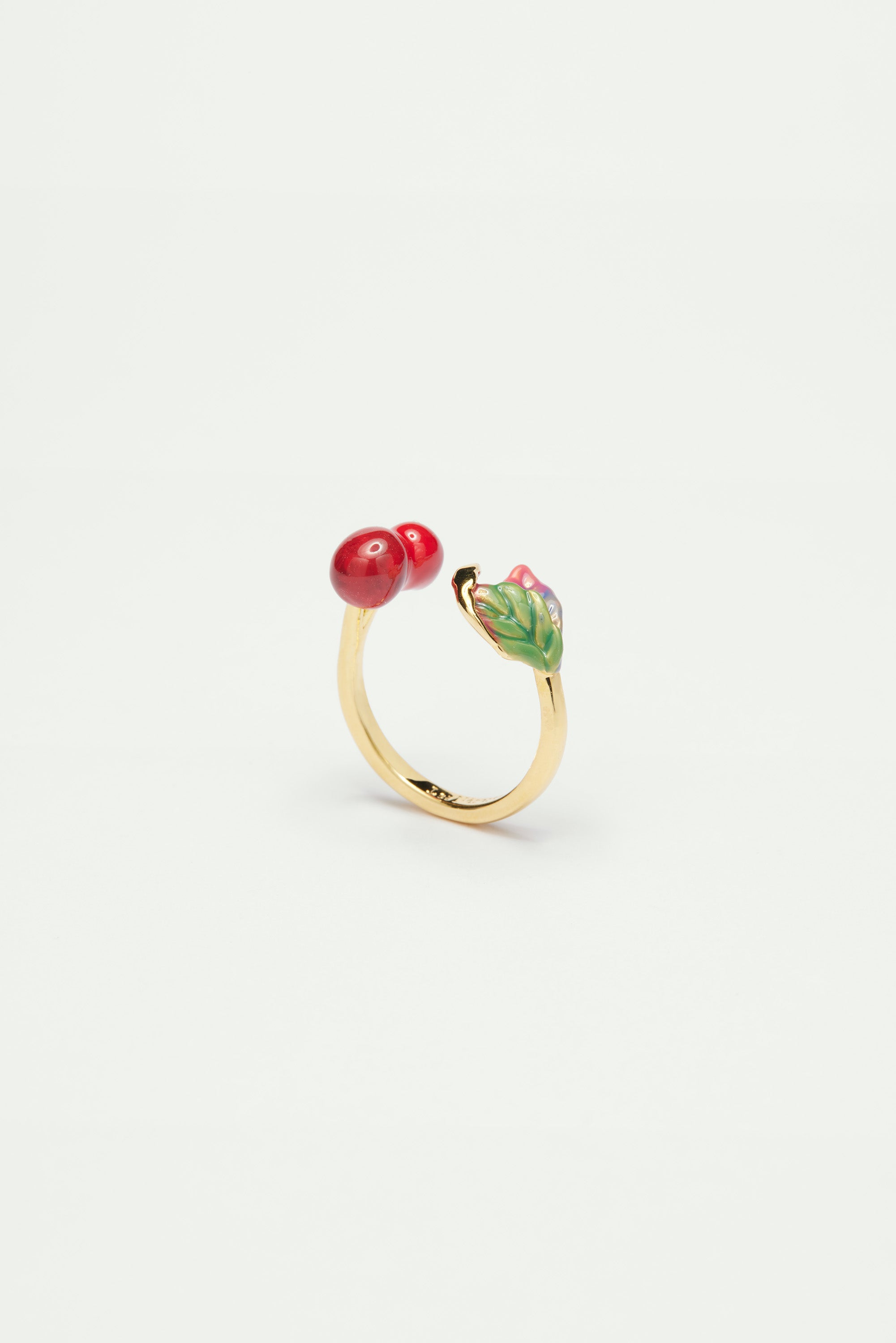 Cherries and Leaves Adjustable Ring
