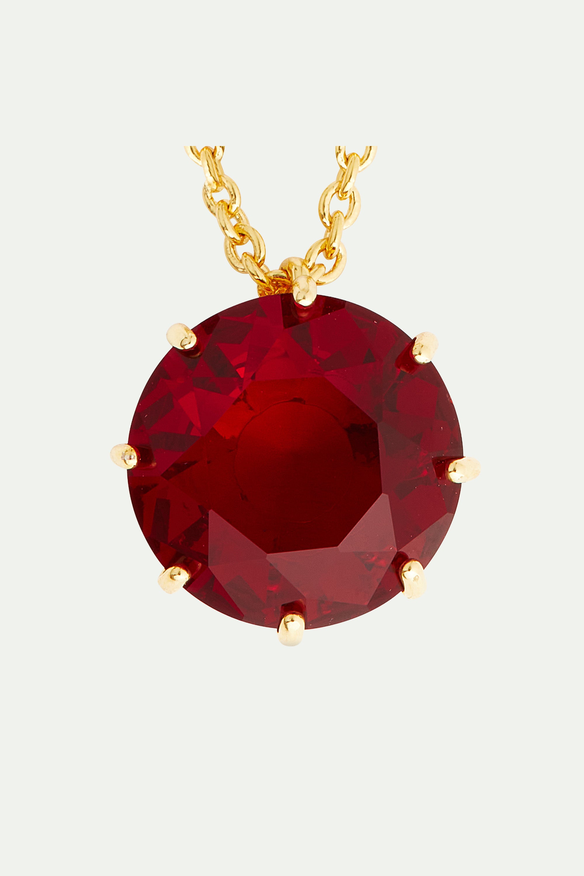 Garnet red diamantine Round stone long necklace