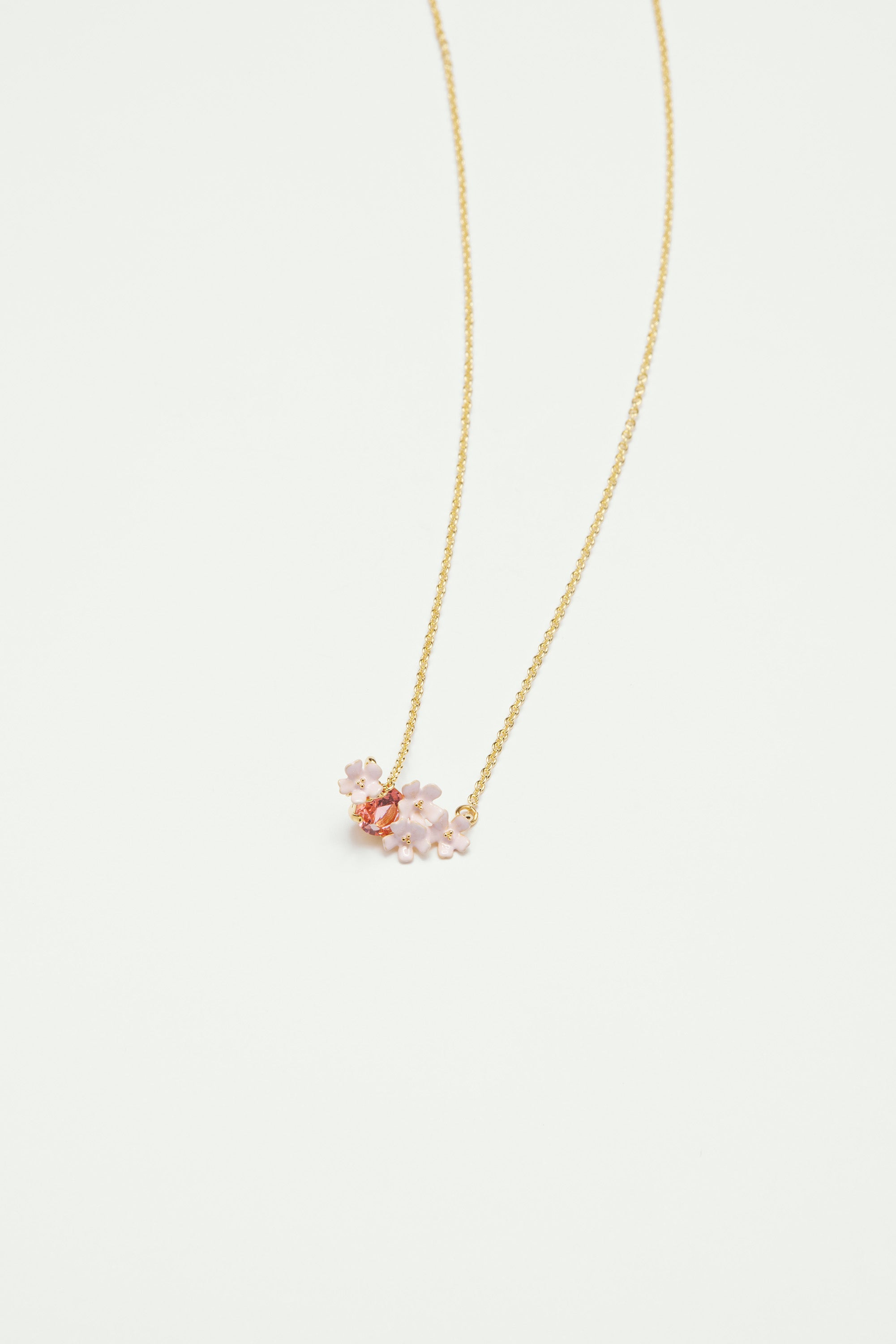 Verbena flower and round stone statement necklace