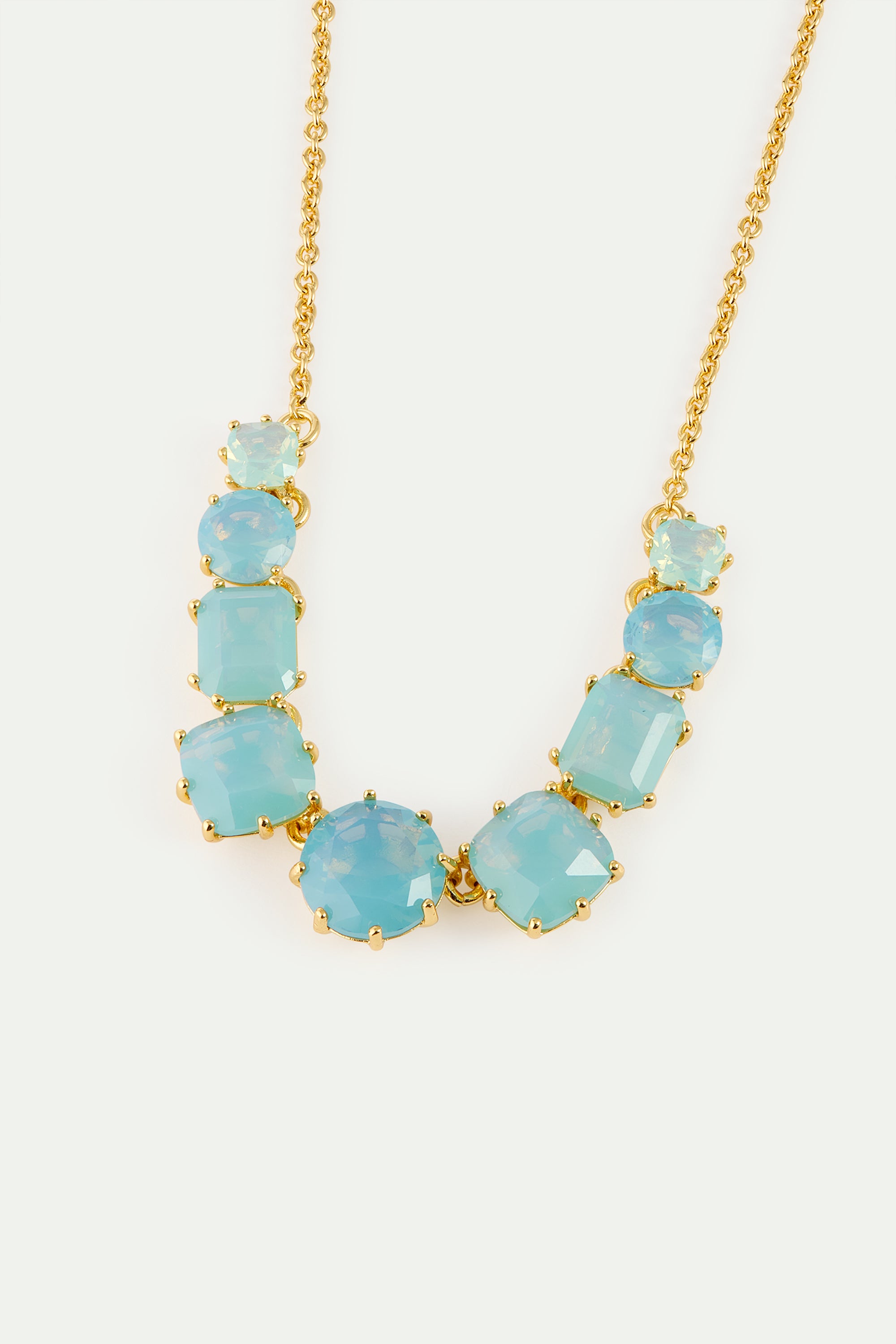 Fine Diamantine necklace with 9 glacier blue stones