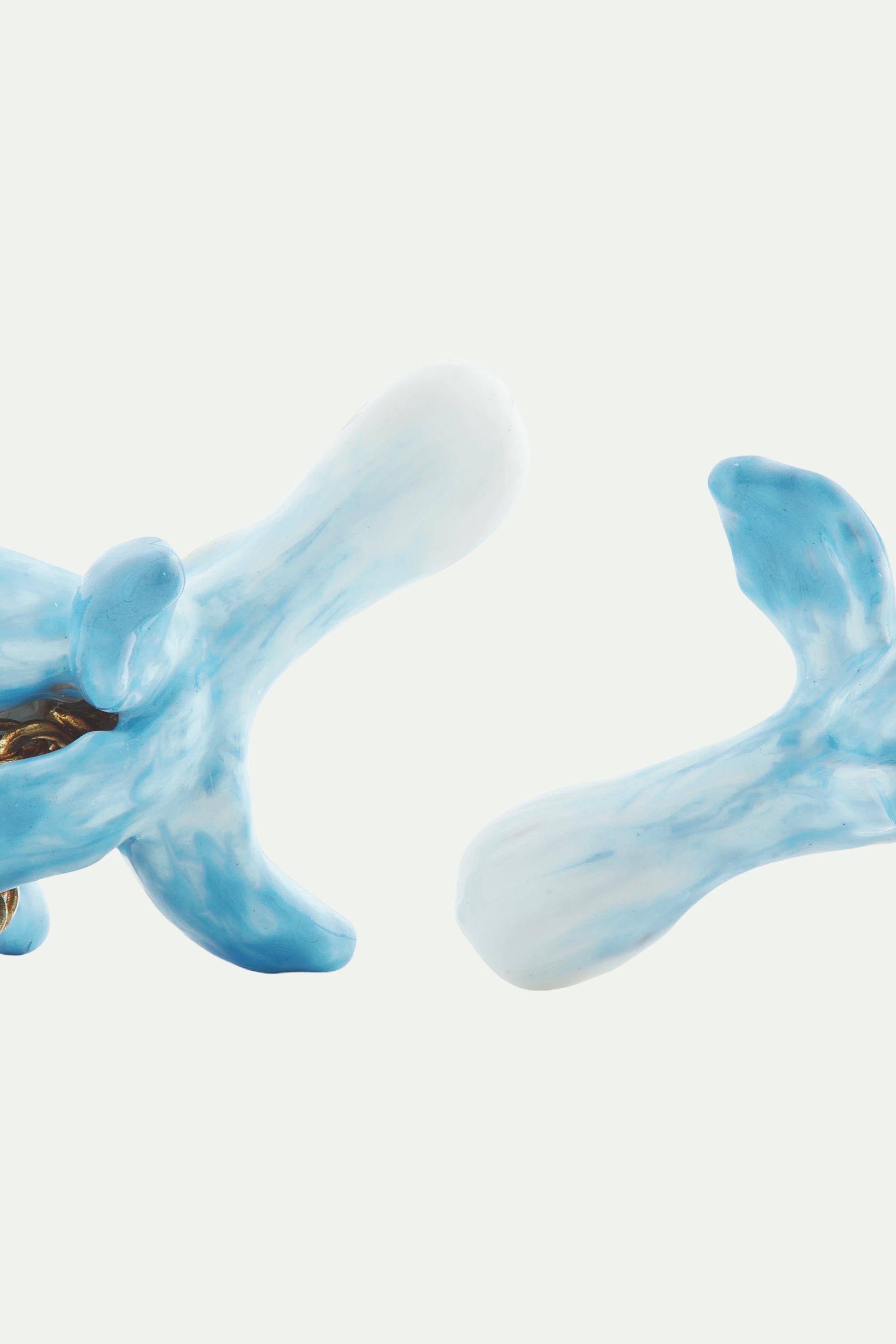 Blue flower and crystal post dangling earrings
