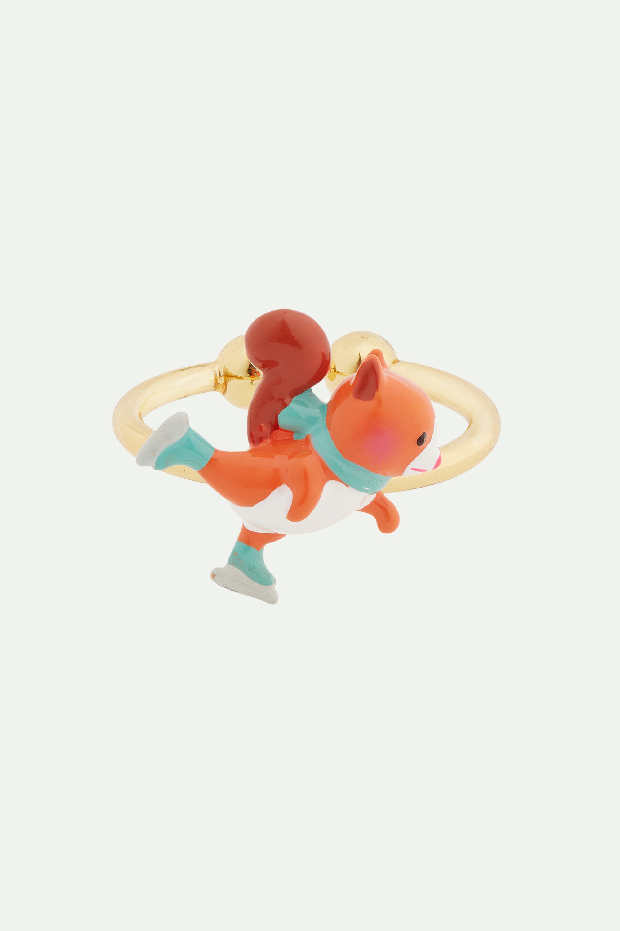 Ice skating squirrel adjustable ring