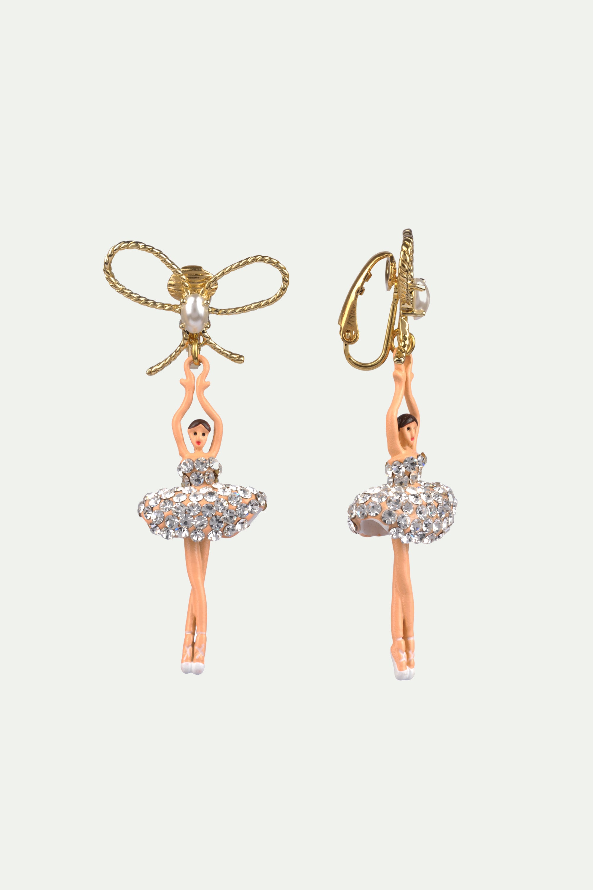 Clip on earrings with crystal star ballerinas