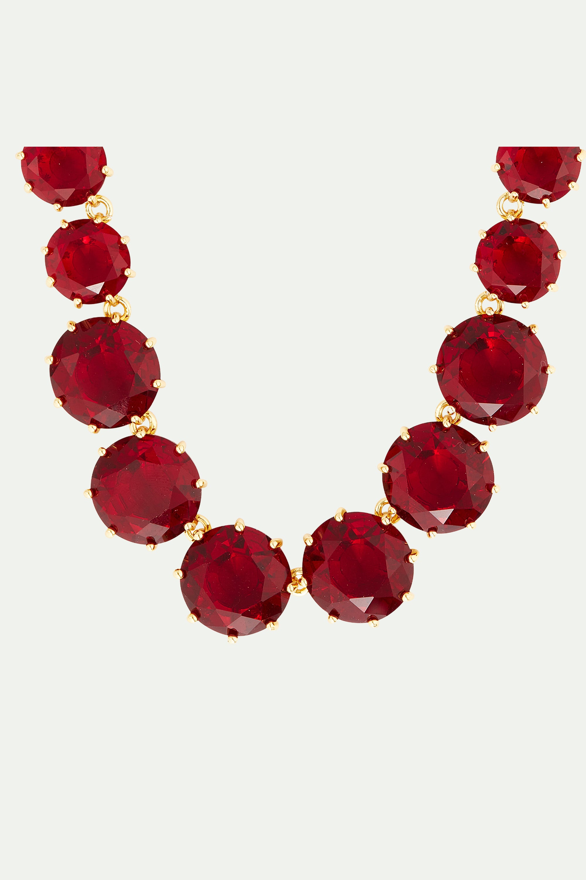 Garnet red diamantine Round stone long necklace
