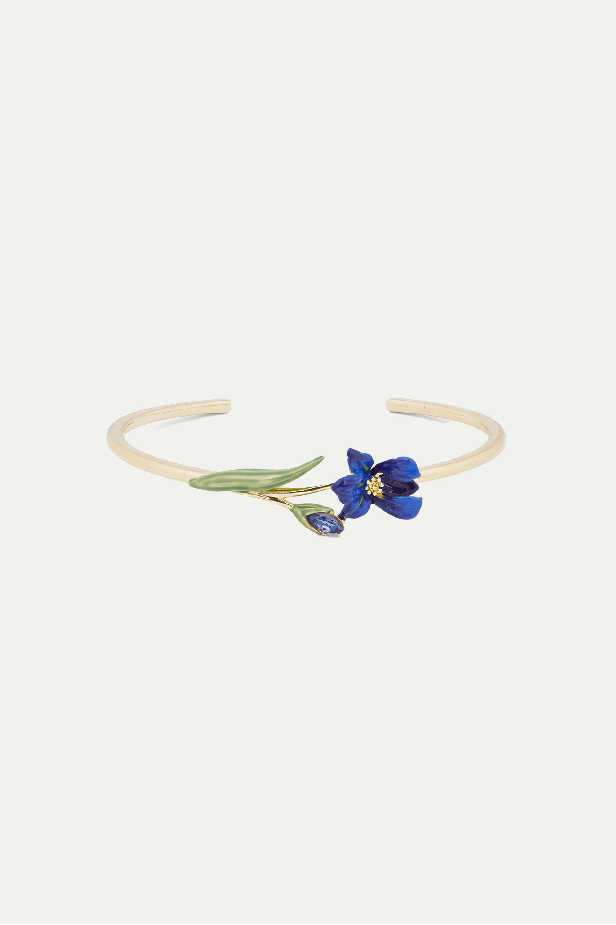 Siberian Iris and faceted glass bangle bracelet