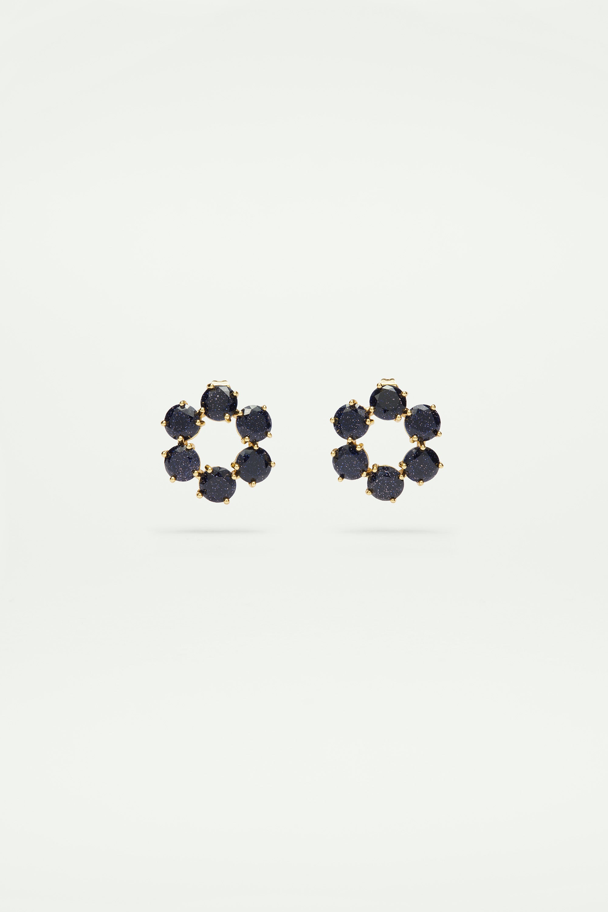 Deep Sparkling Blue 6 Stones La Diamantine Stud Creoles