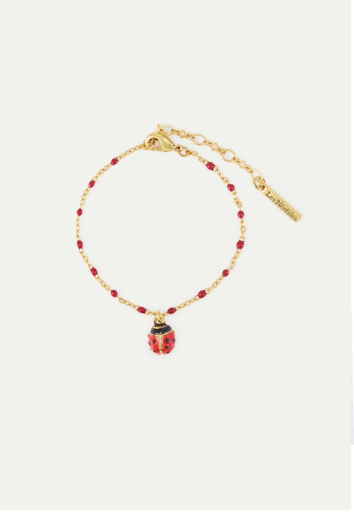 Red and black ladybird fine bracelet
