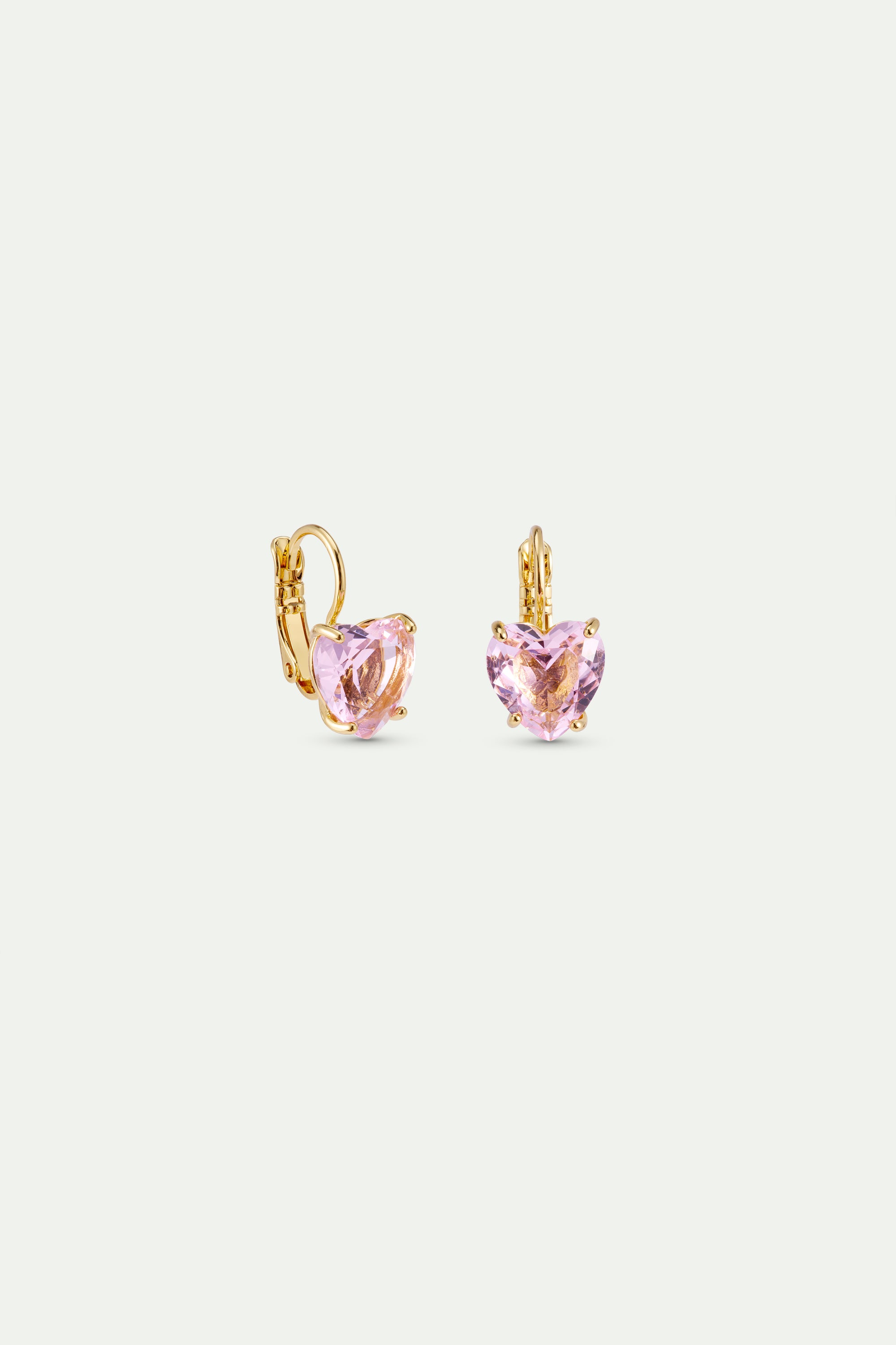 Light pink Diamantine heart-shaped earrings