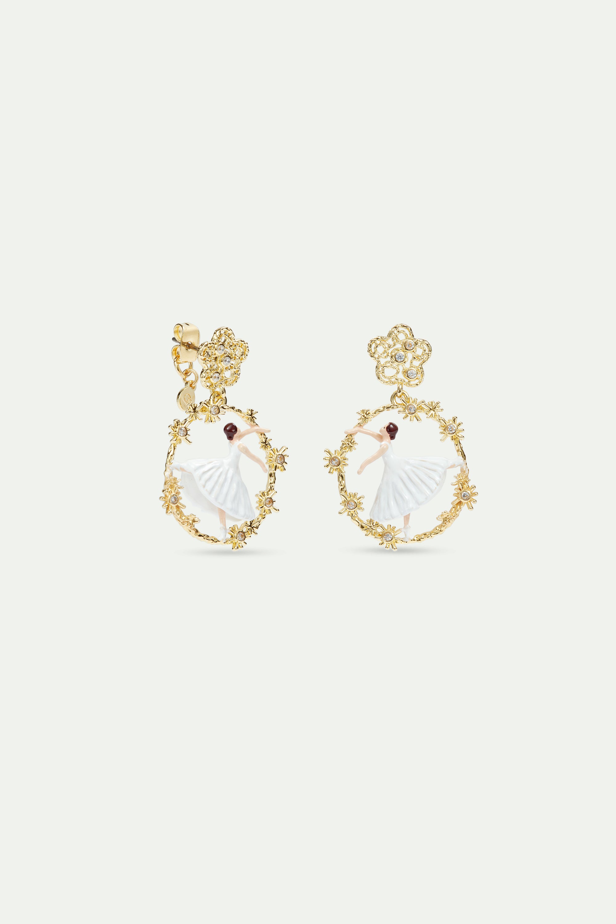 Golden dancing Ballerina filigree hoop earrings