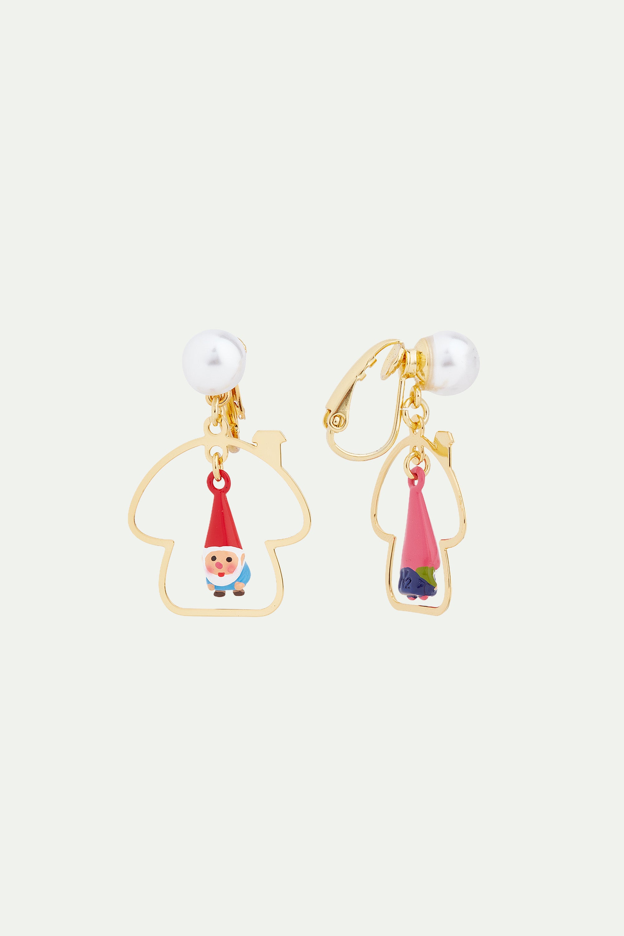 Toadstool family asymmetrical post earrings